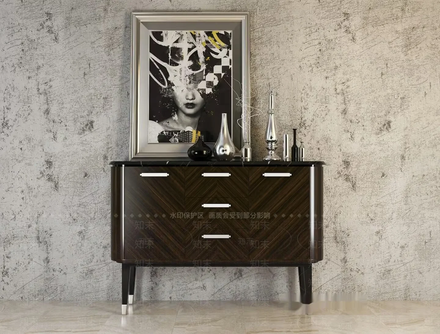 Mid-Century Modern Sideboard 3D Model – 18336 – VRAY Render