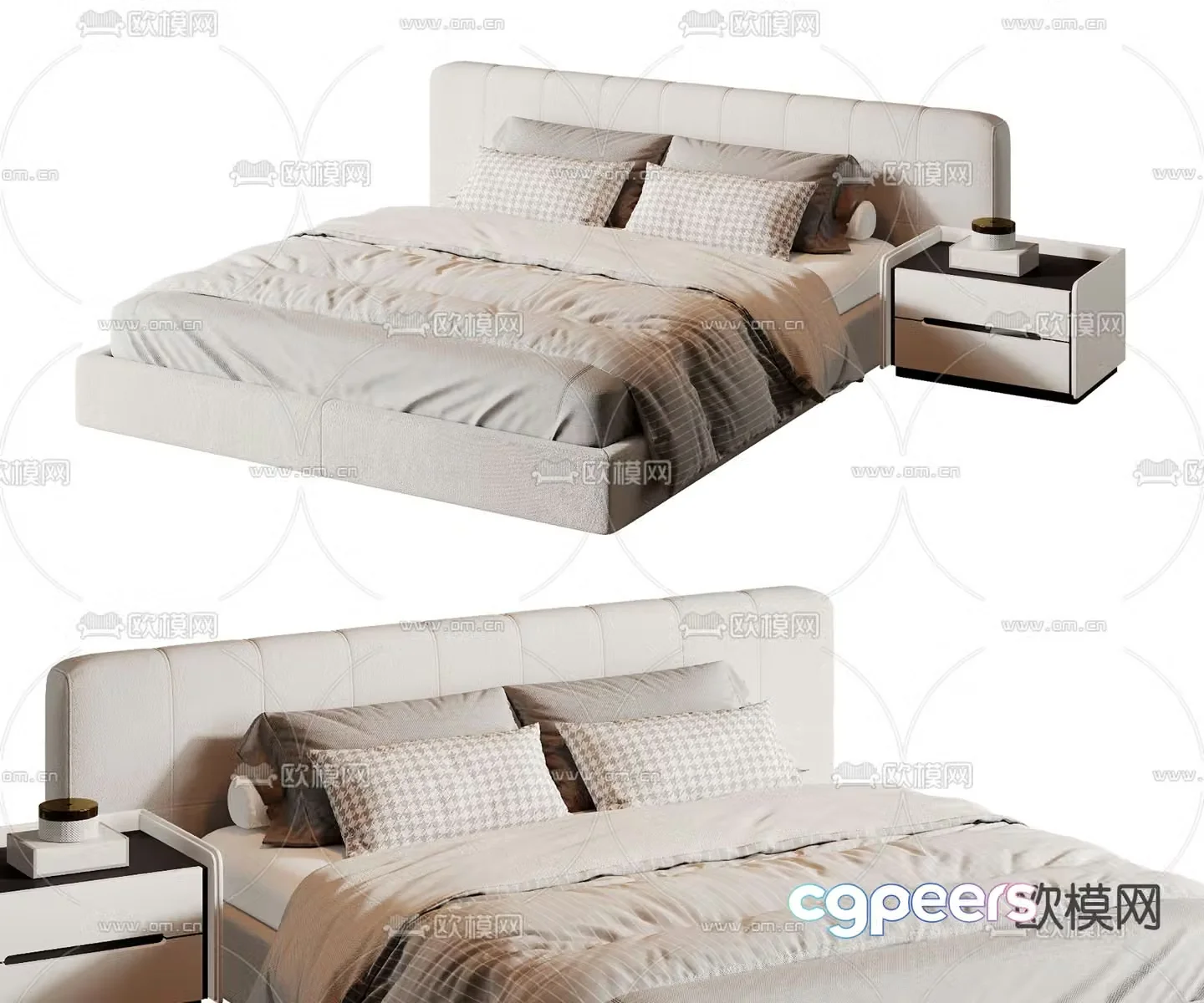 Modern double bed 3d model