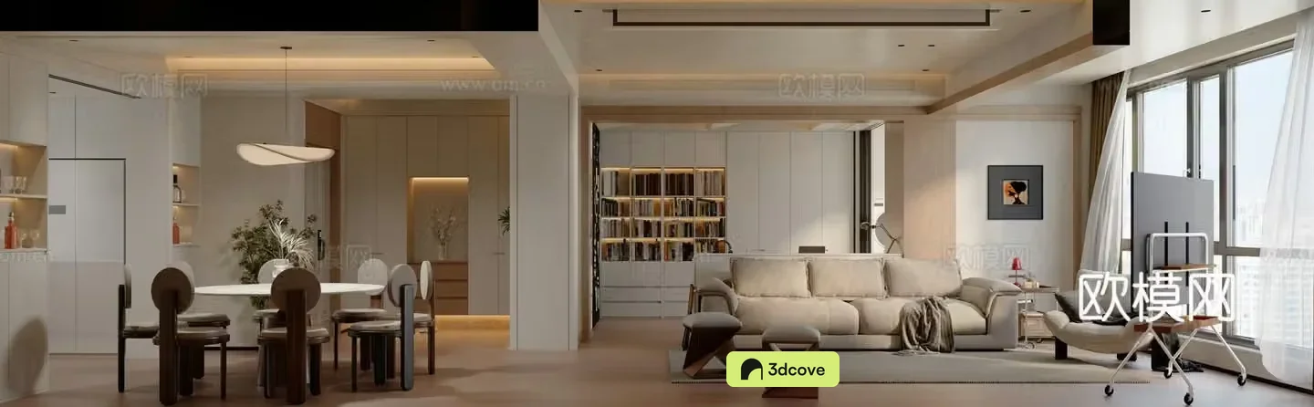 Modern medieval style home living and dining room