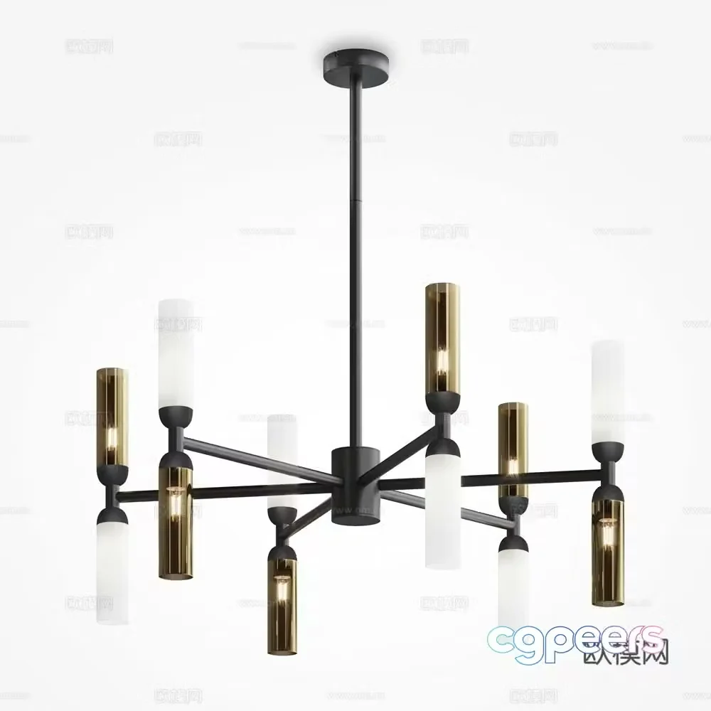 Modern multi-head chandelier 3d model