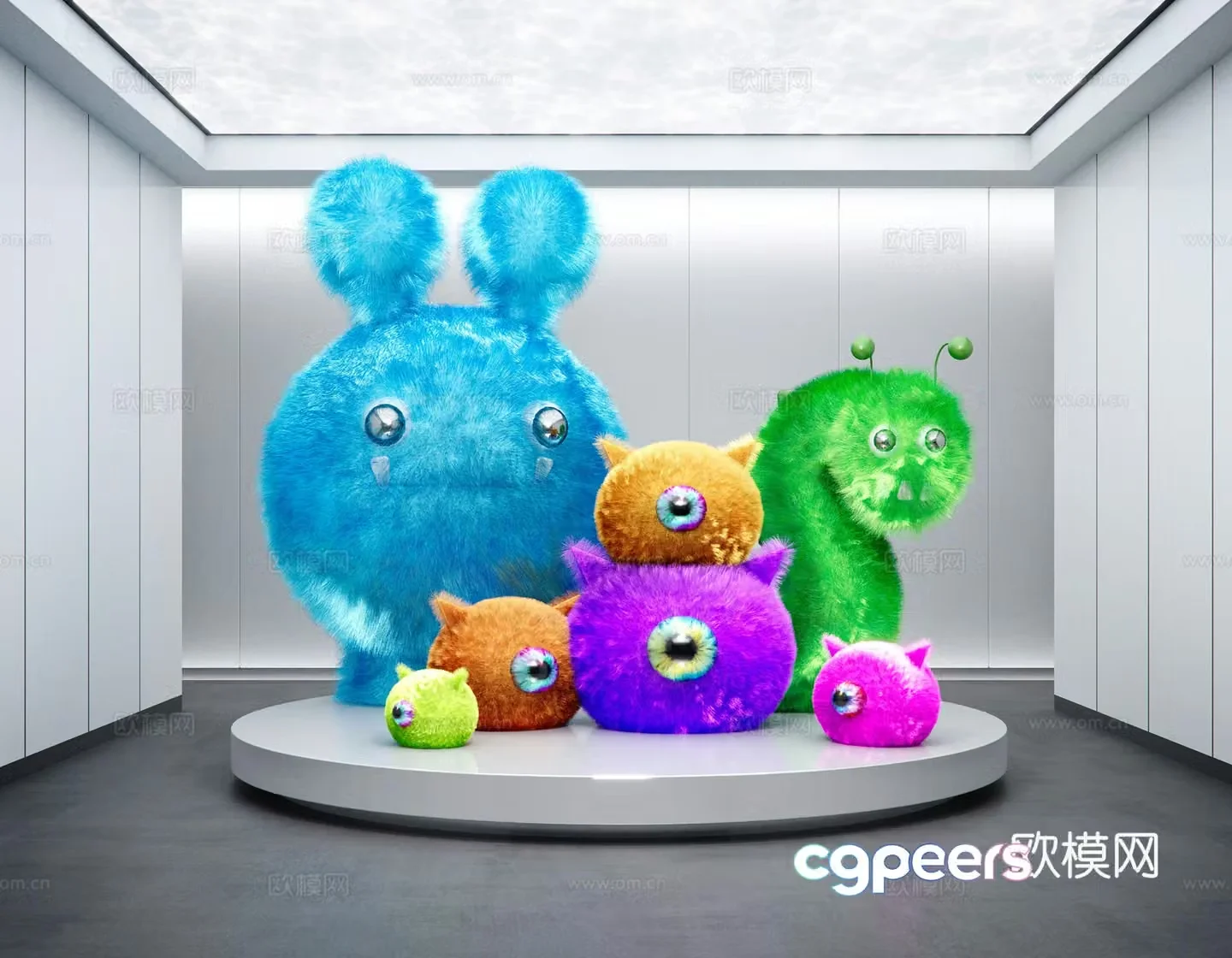 Modern interior plush sculpture installation display 3D model