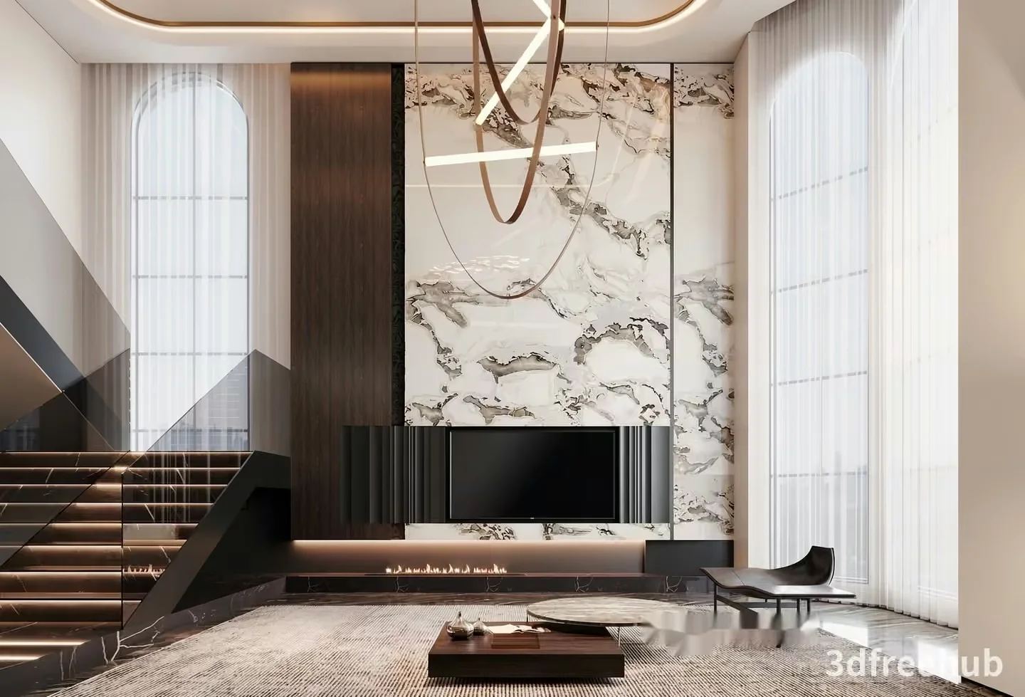 Modern Living Room 3D Model – 23255 – VRAY Render