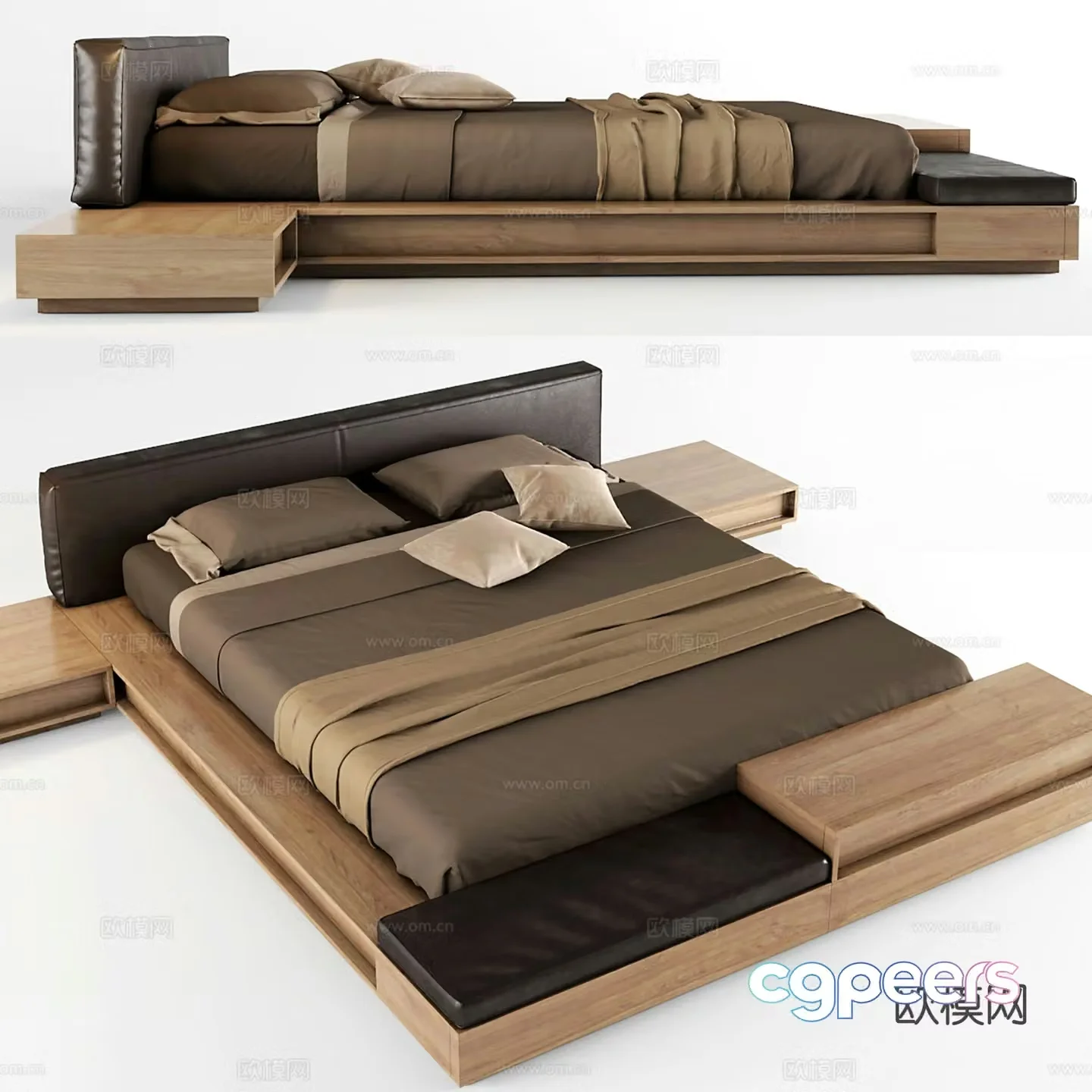 Italian double bed 3d model