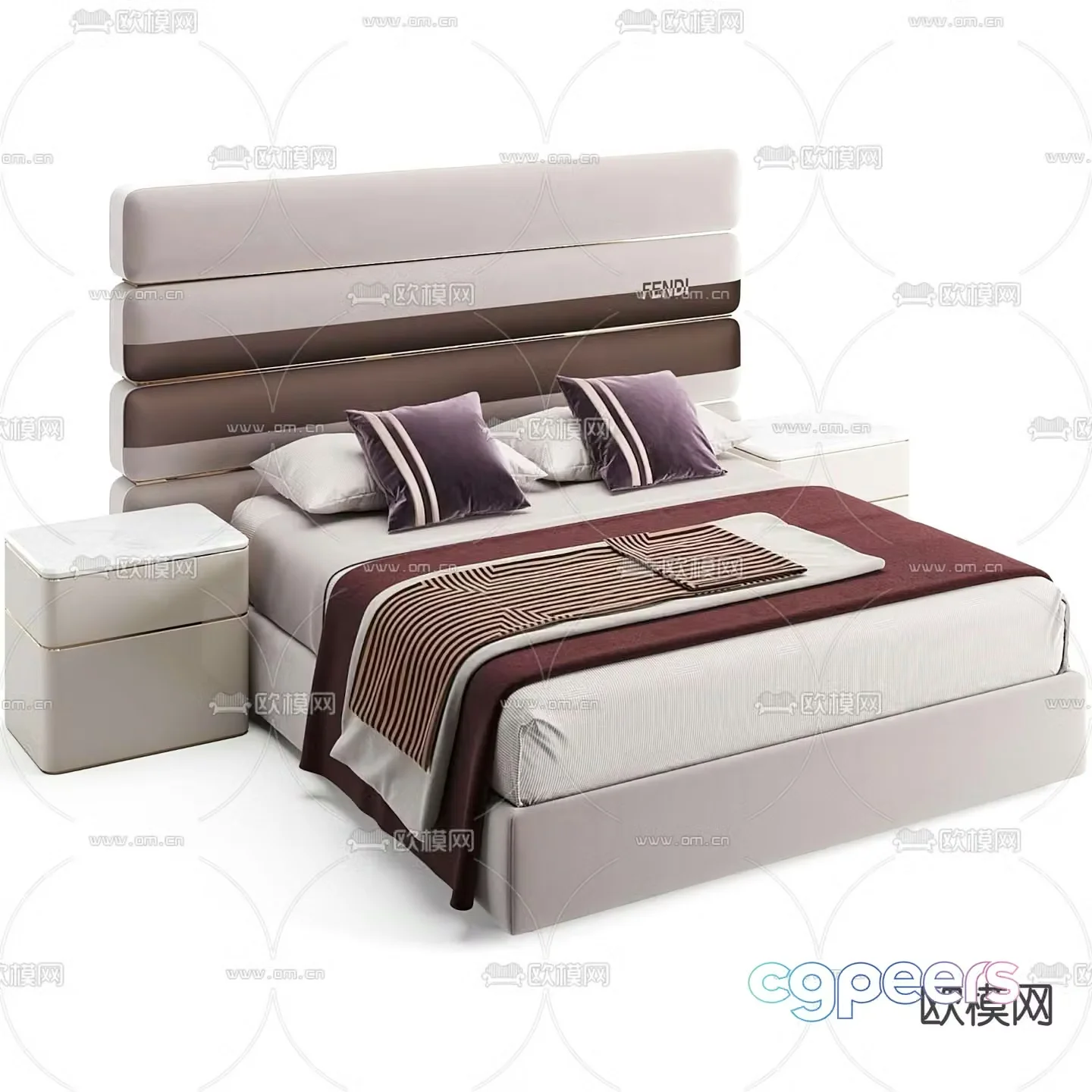 Fendi modern double bed 3d model
