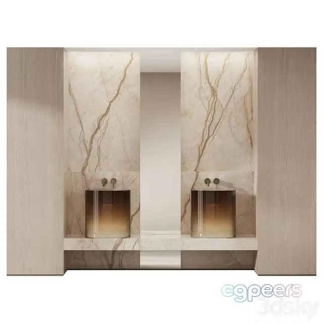 3ds Max Free – Bathroom furniture with luminous sinks
