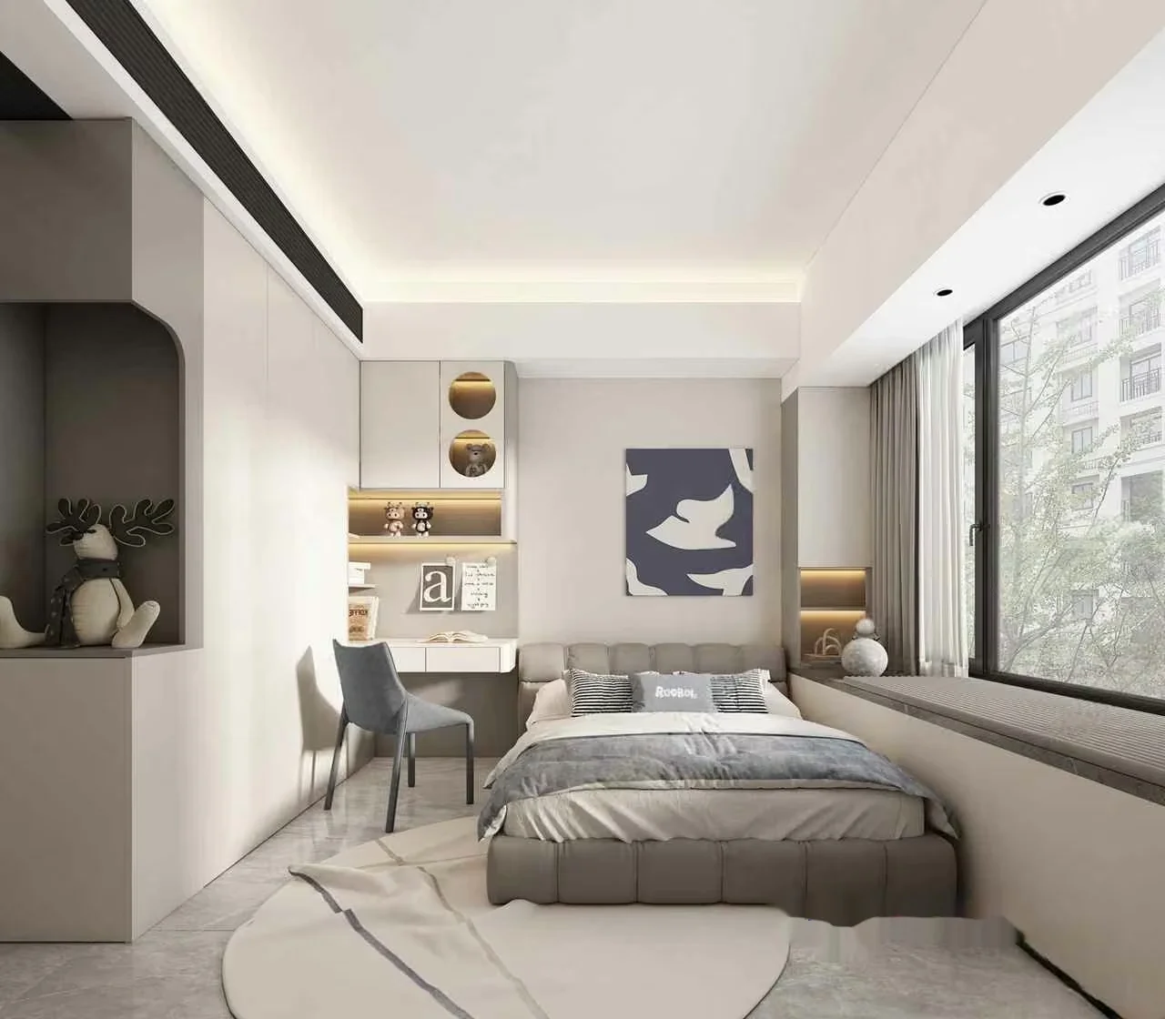 Modern Gray Bedroom 3D Model – 4694 – VRAY Render
