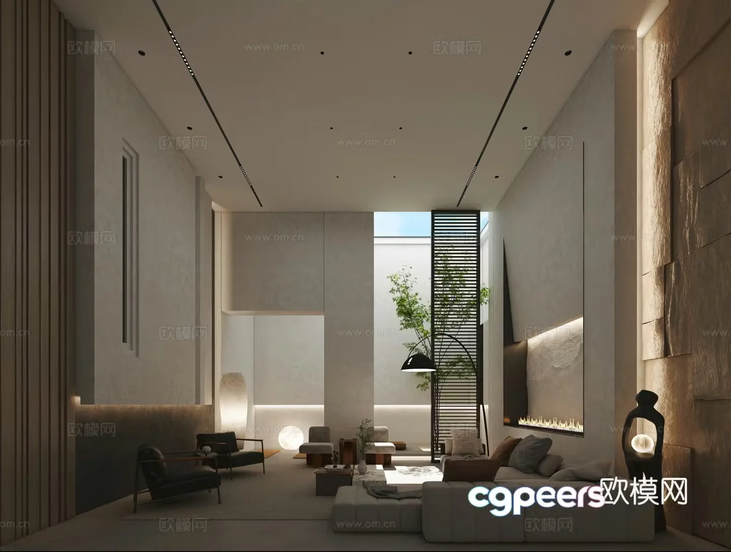 Modern empty living room 3d model