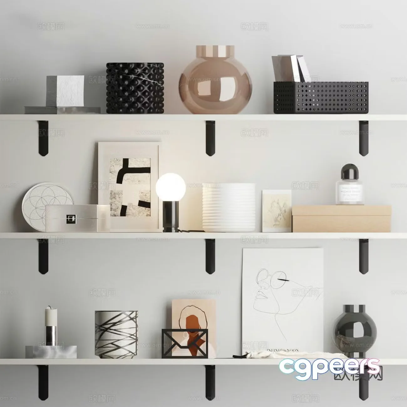 Modern decorations ornaments books desk lamp 3d model