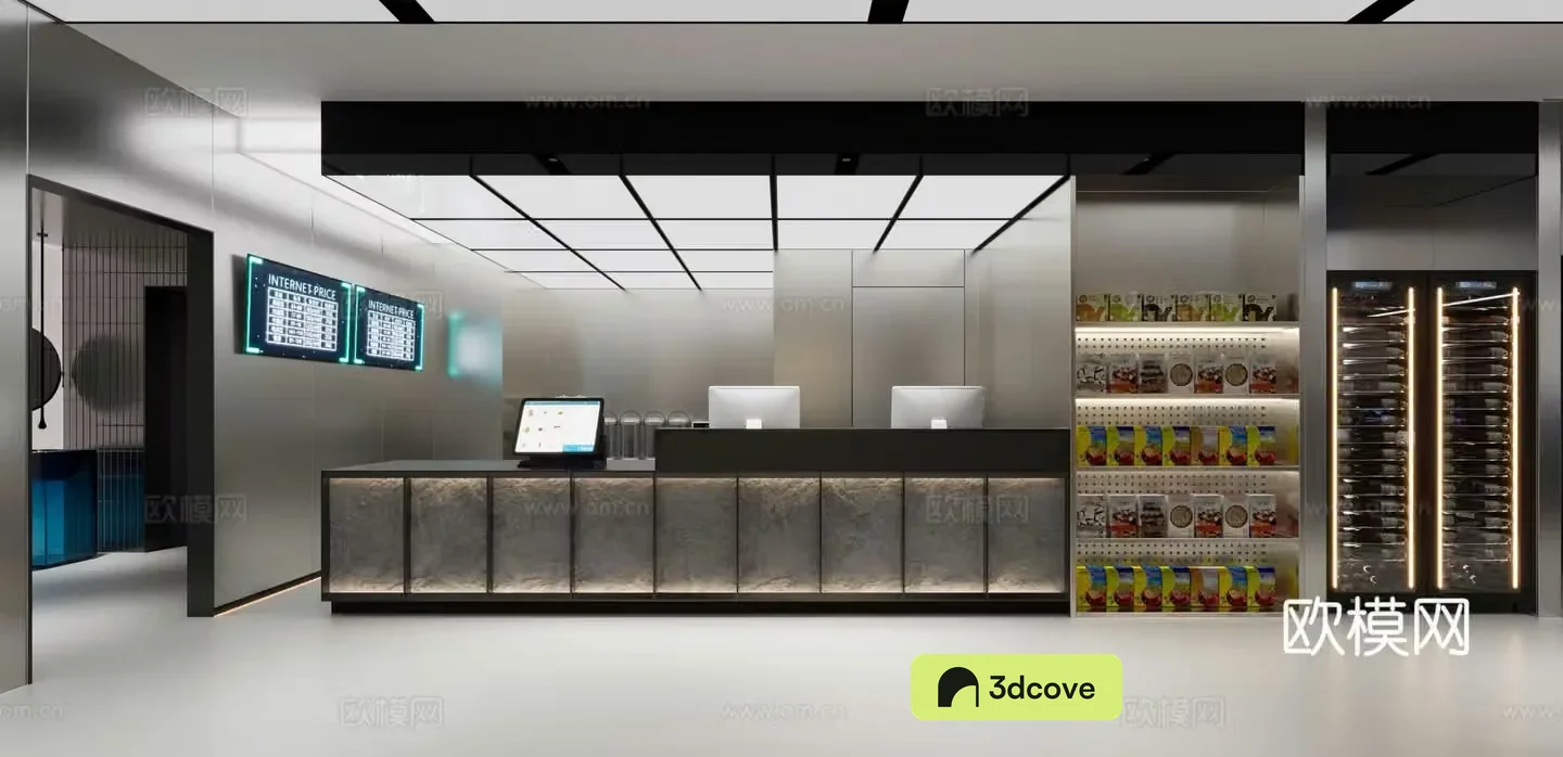 Modern internet cafe front desk cashier