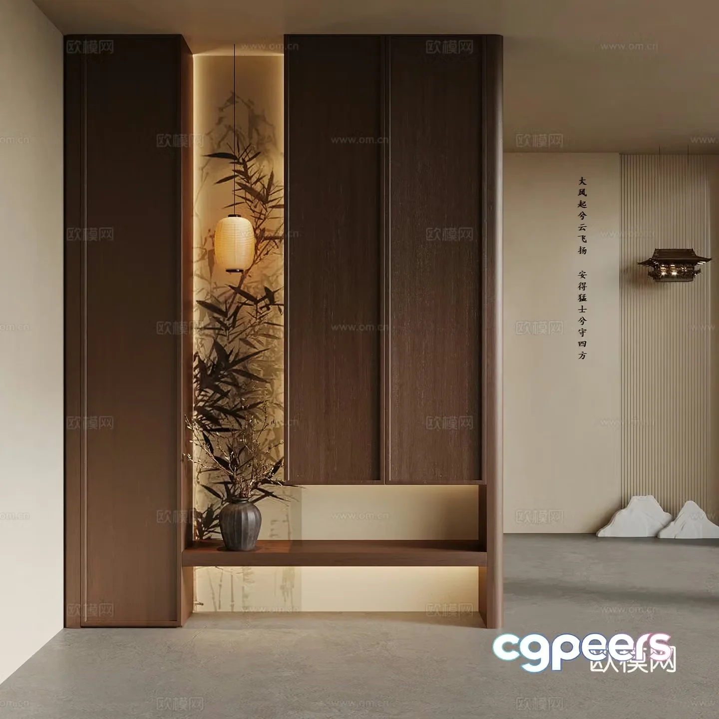 New Chinese style entrance partition shoe cabinet 3D model