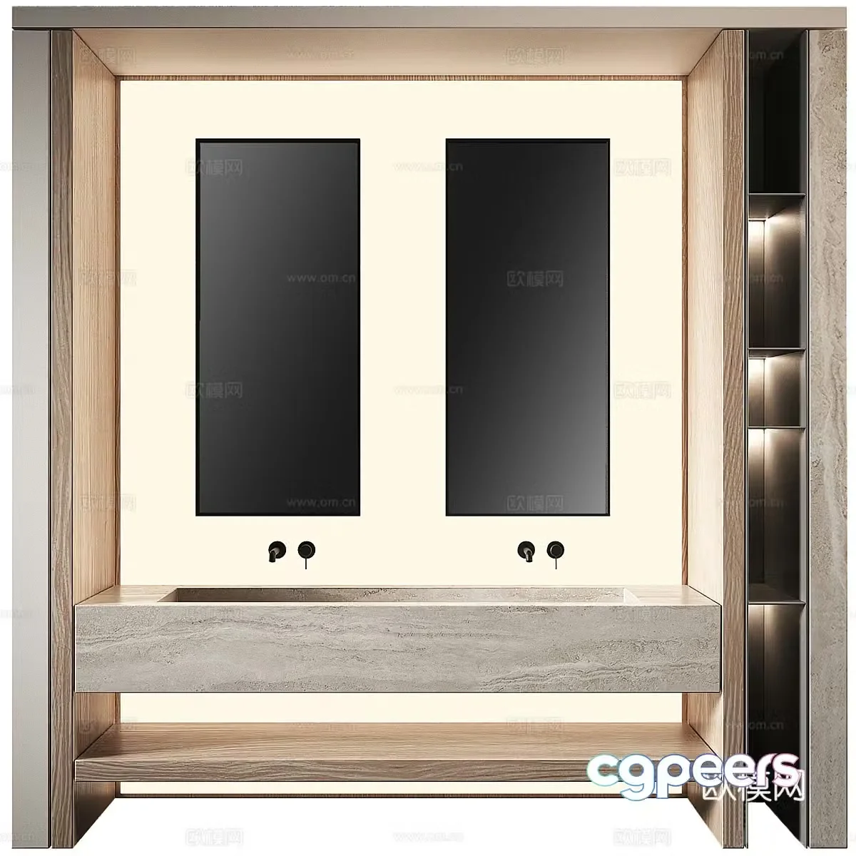 New Chinese style light luxury bathroom cabinet 3D model