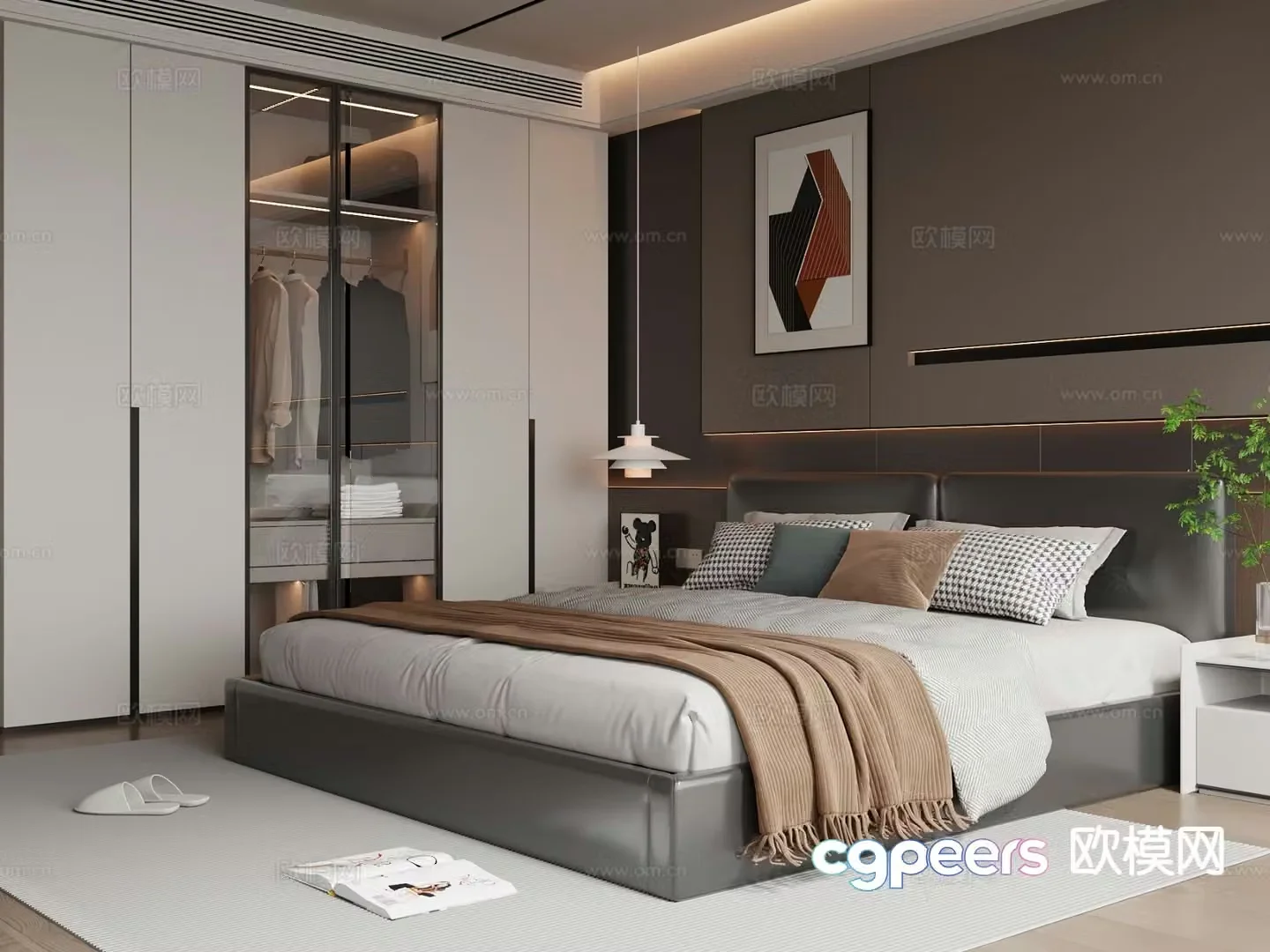Italian double bed 3d model