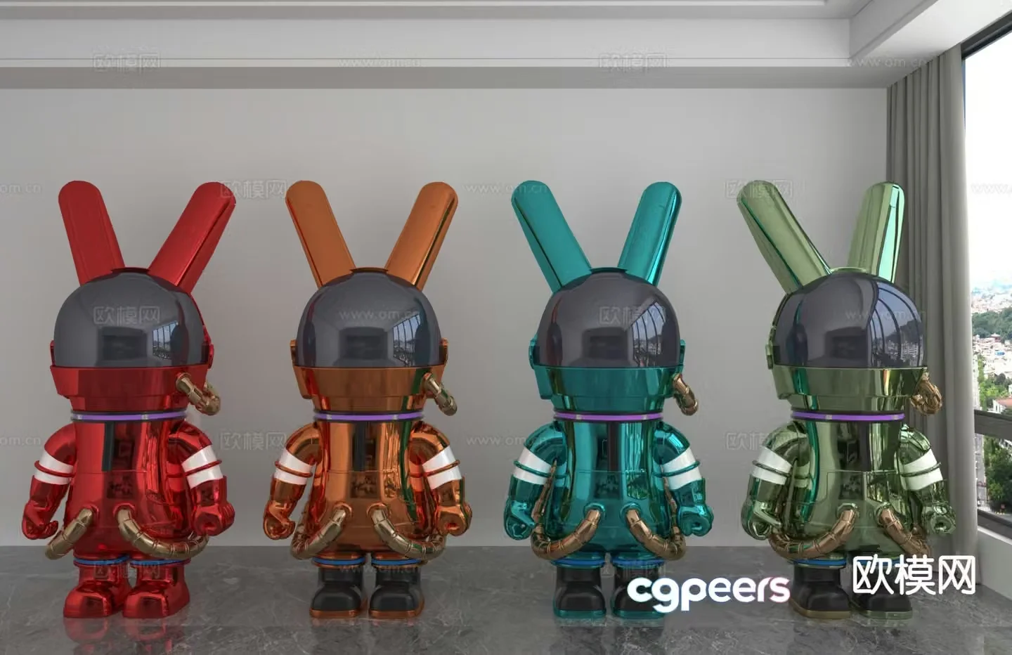 Modern color laser astronaut trendy ornament 3D model