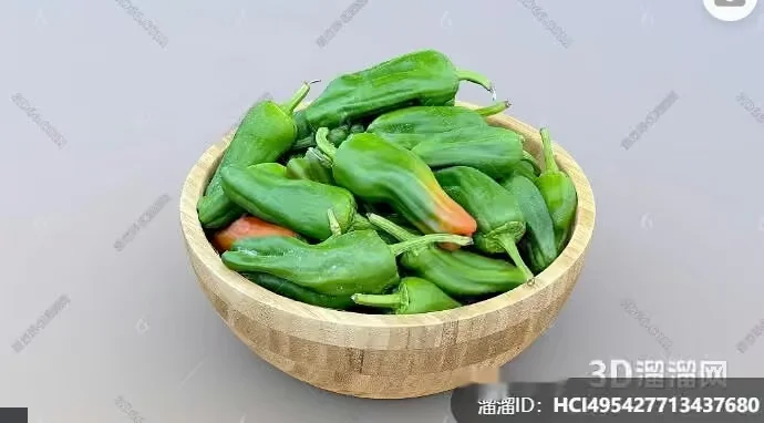 A Bowl Of Green Peppers 3D Model – 13050 – VRAY Render