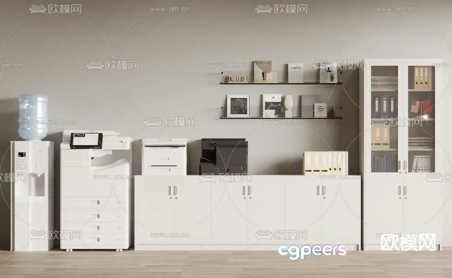 Printer file cabinet water dispenser 3d model