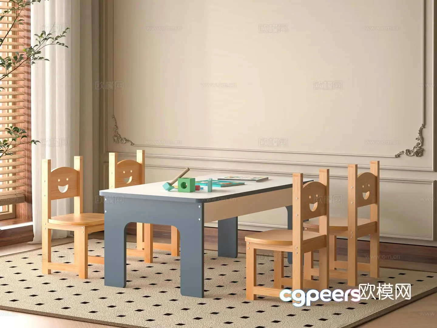 Modern children’s table and chair 3d model