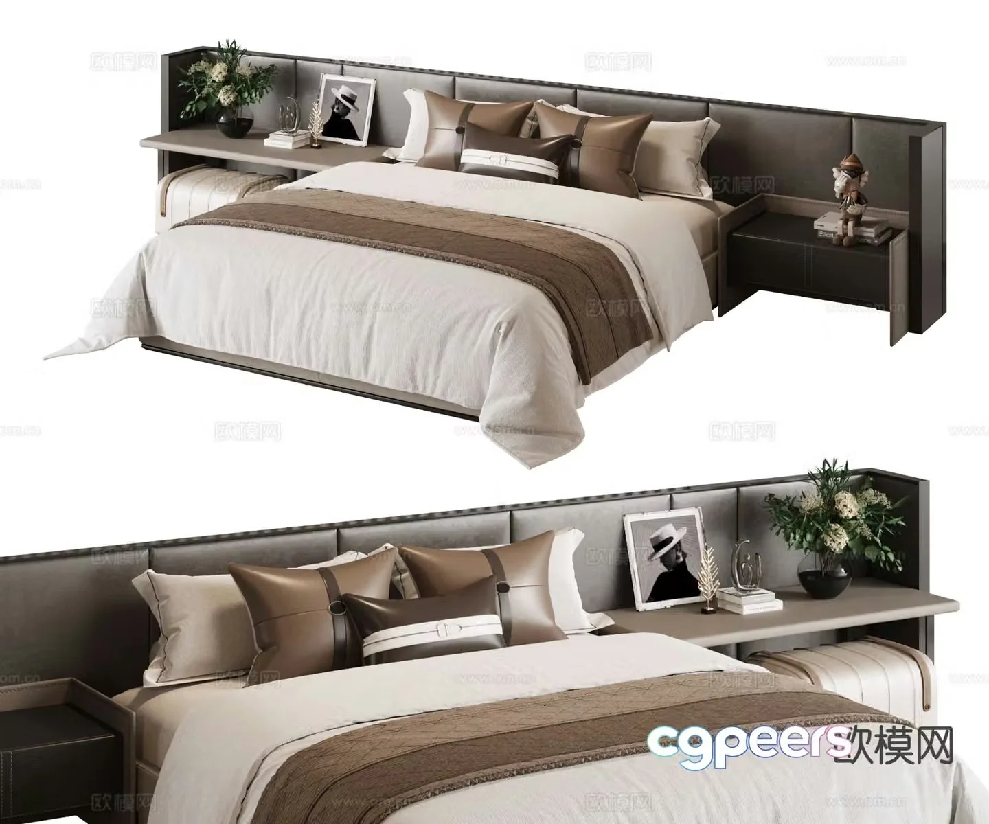 Medieval style double bed 3d model
