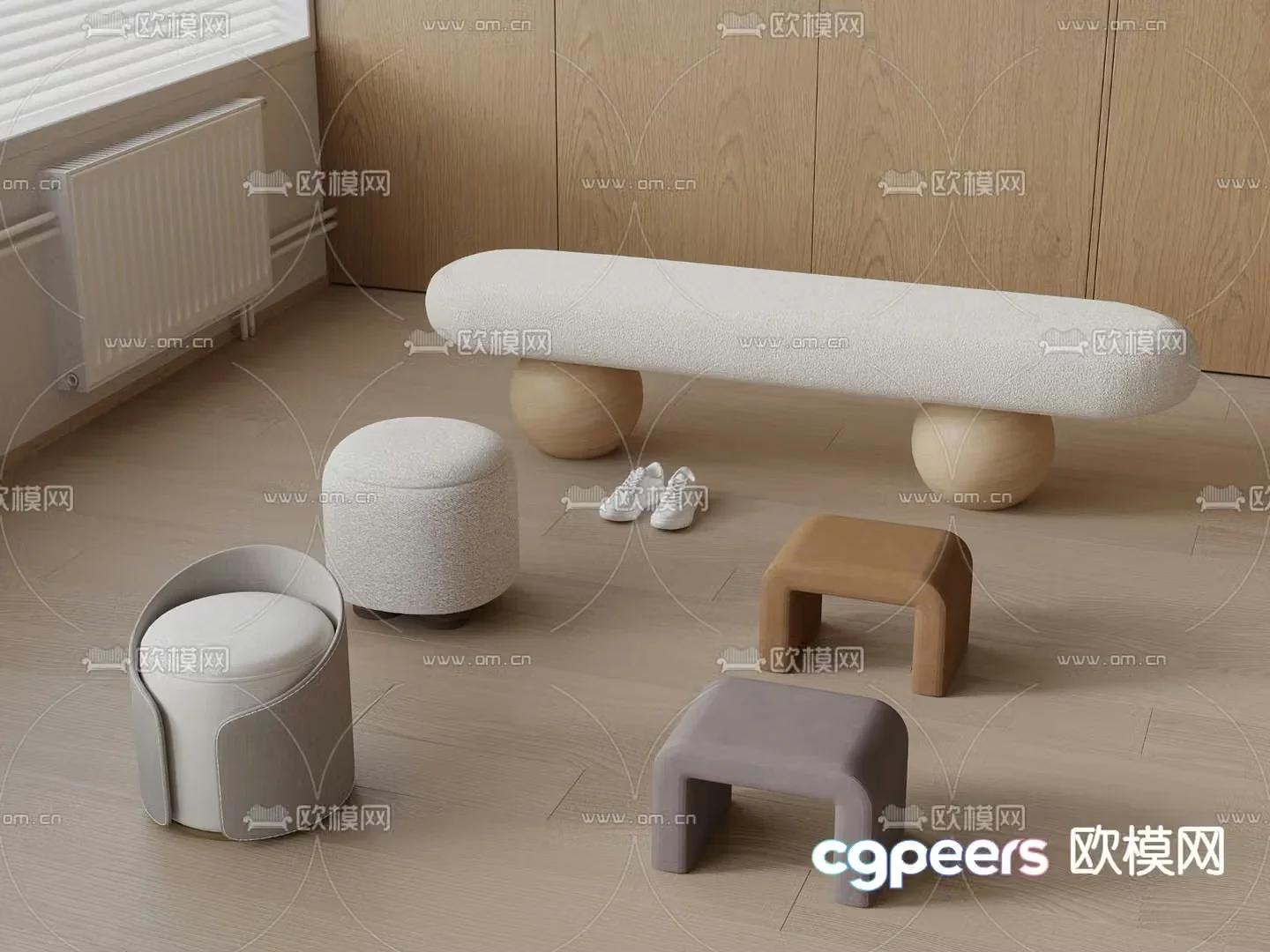 Modern stool sofa stool low stool 3d model