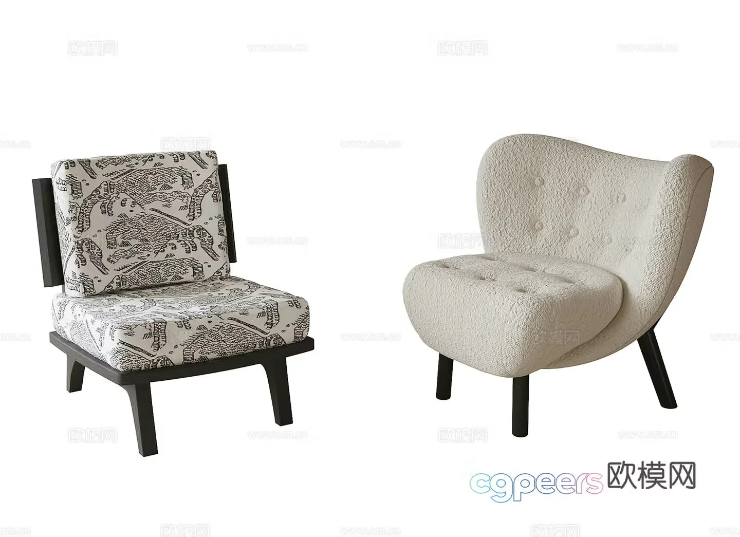 French single sofa casual chair single chair 3d model