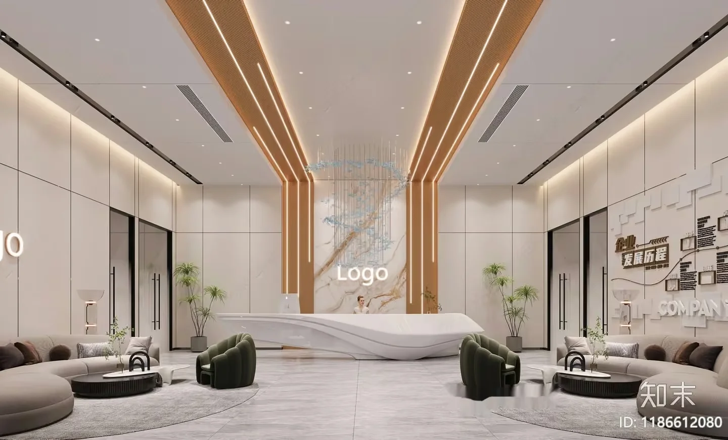 Modern Reception Area 3D Model – 7386 – CORONA Render