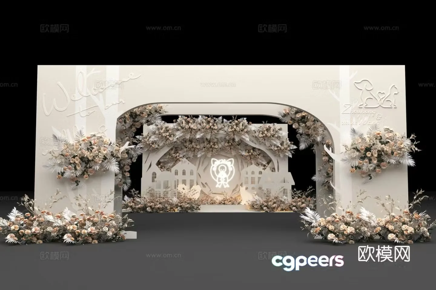 Wedding beauty Chen Wedding door Wedding check-in point Flower art beauty Chen Couple beauty Chen Activity beauty Chen 3D model