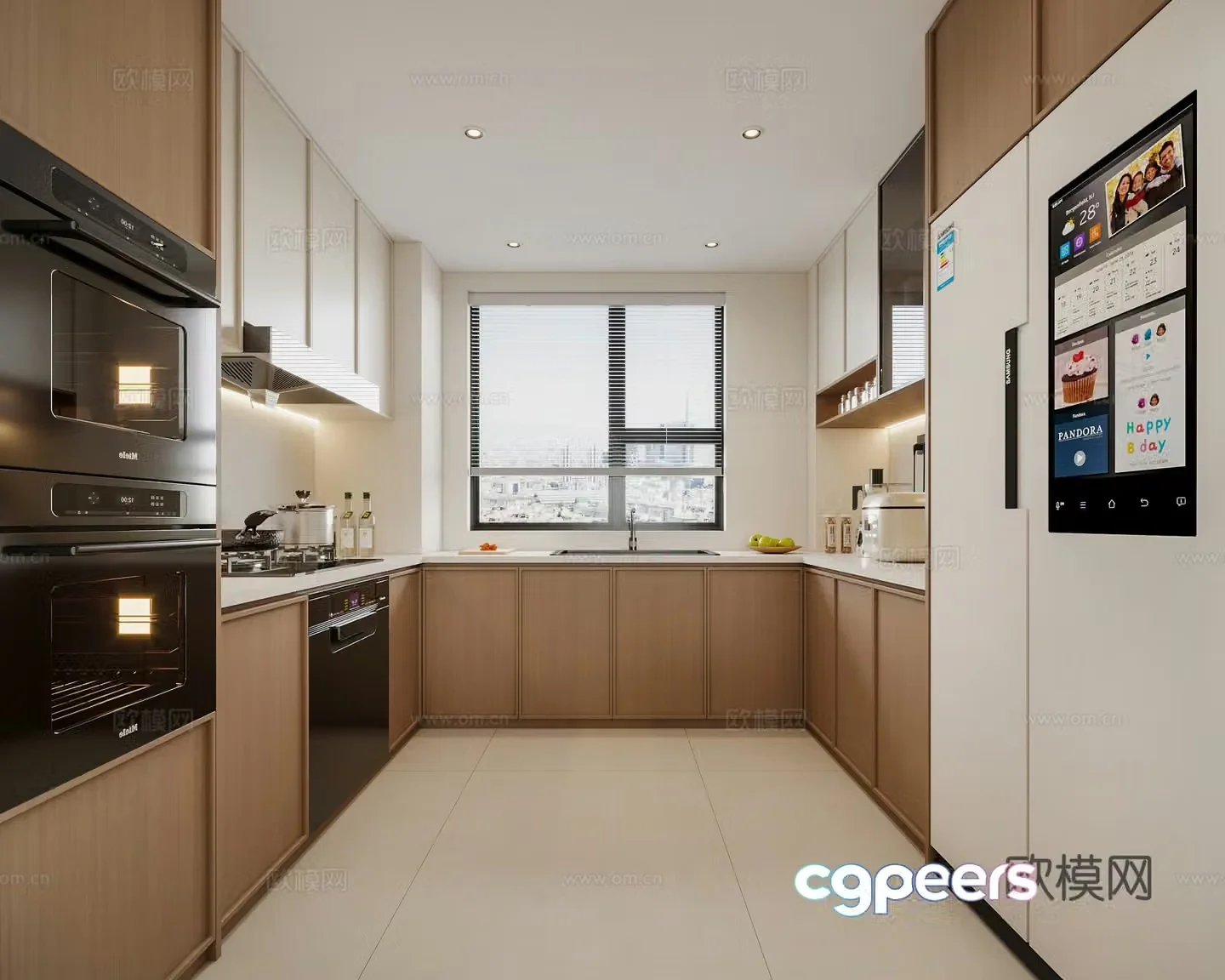 Modern creamy kitchen 3d model