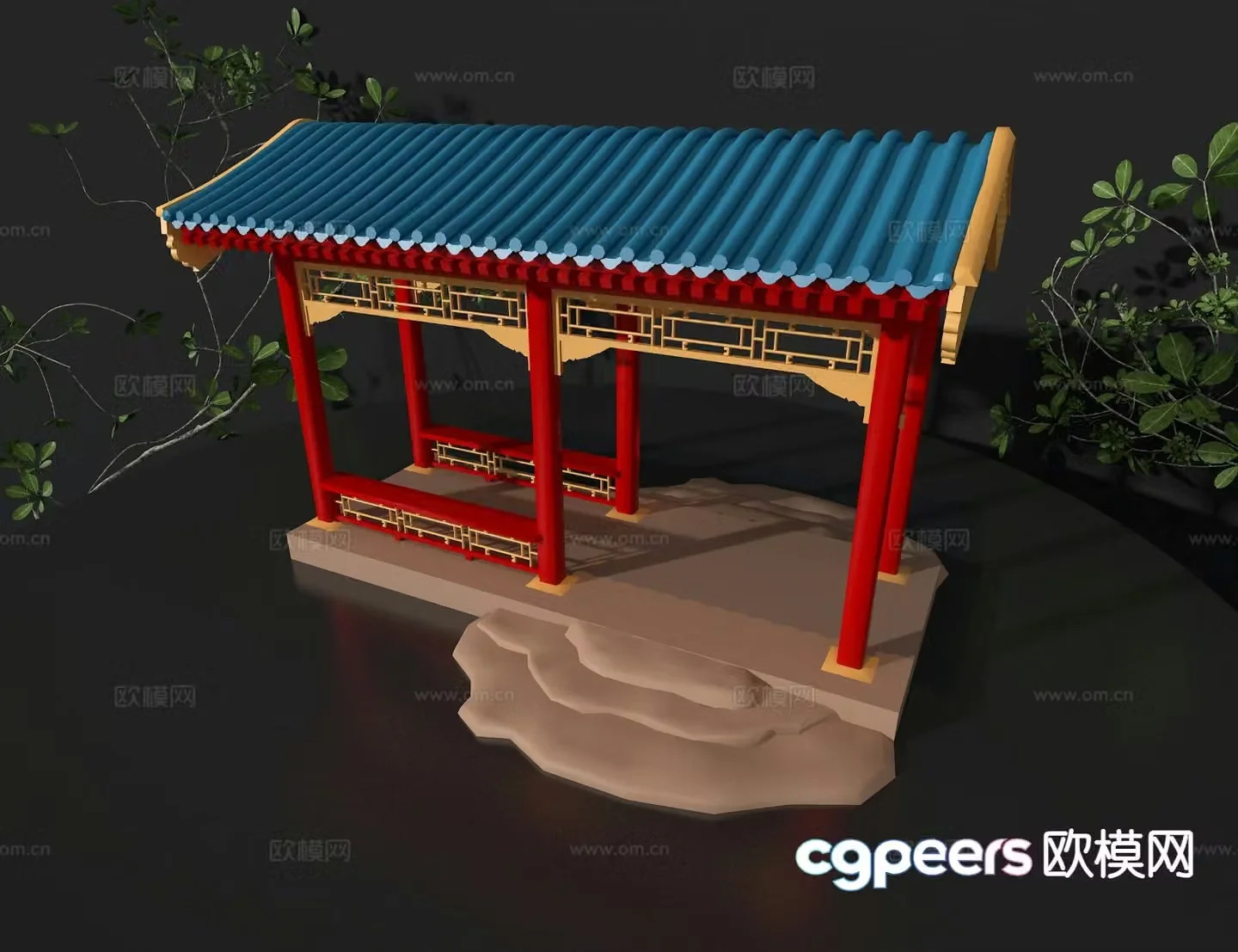 New Chinese style pavilion gallery gallery pavilion 3D model