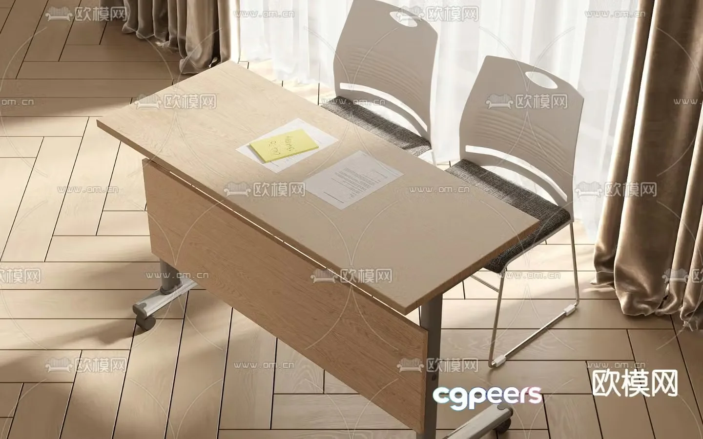 Double conference table conference table 3d model