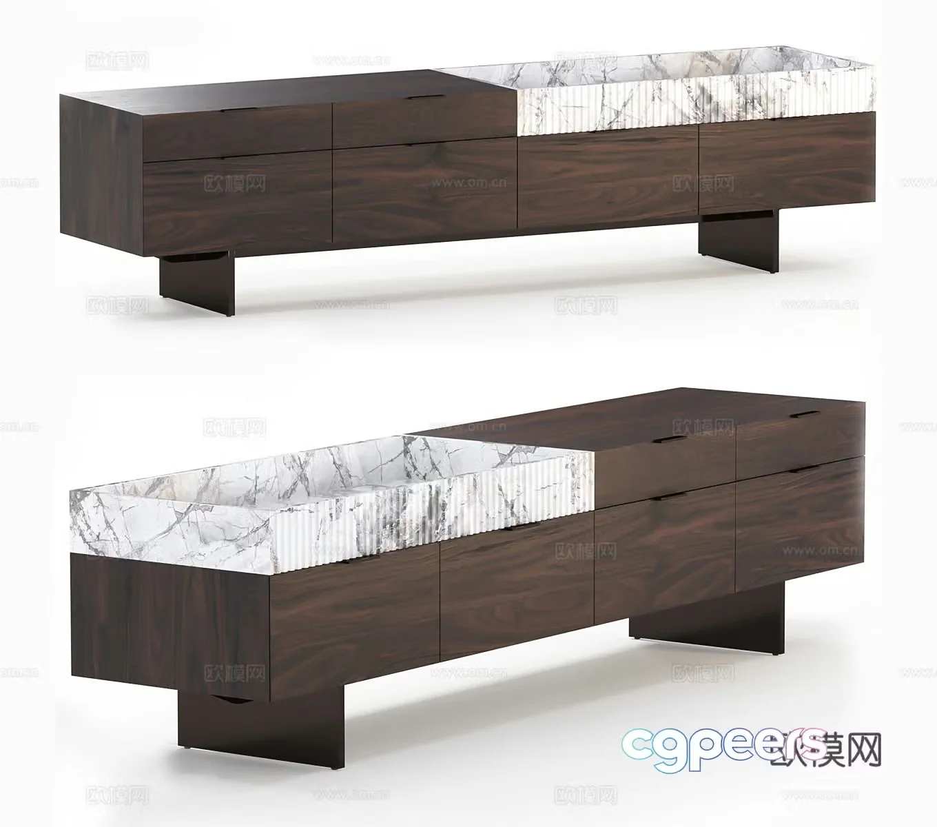 Solid wood TV cabinet medieval TV cabinet low cabinet marble TV cabinet decorative cabinet storage cabinet 3D model
