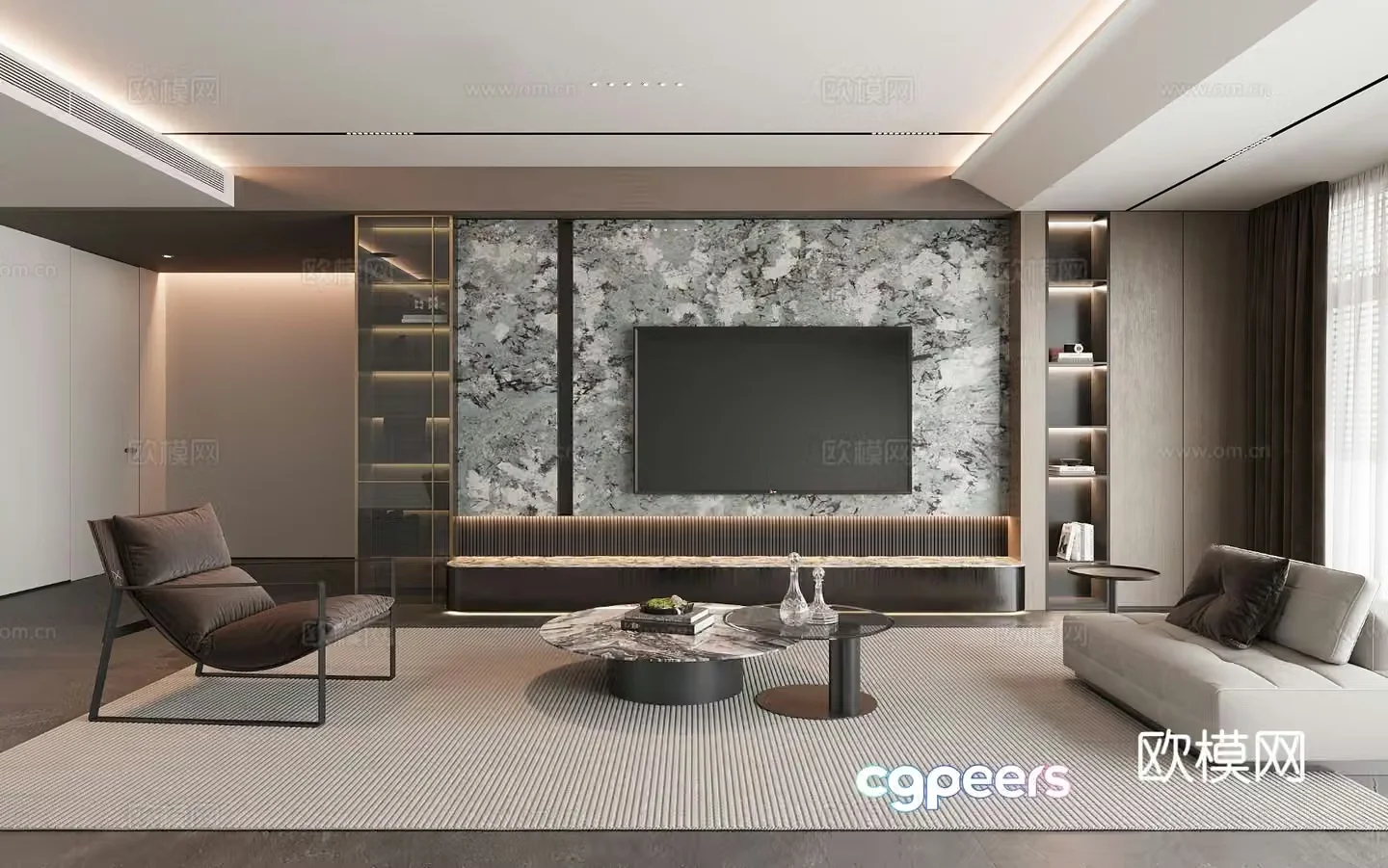 Italian living room TV background 3d model