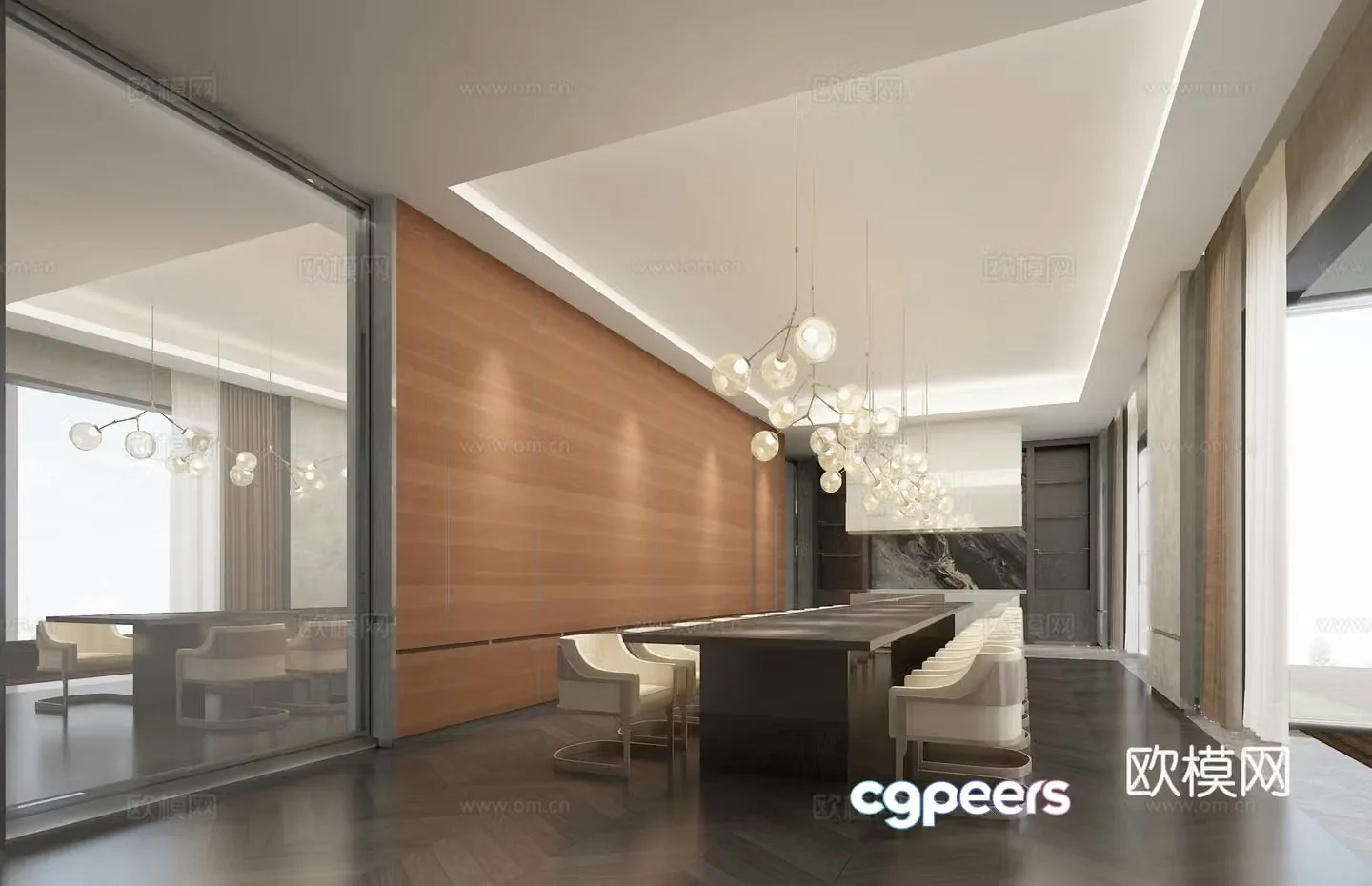 Modern club dining area 3D model