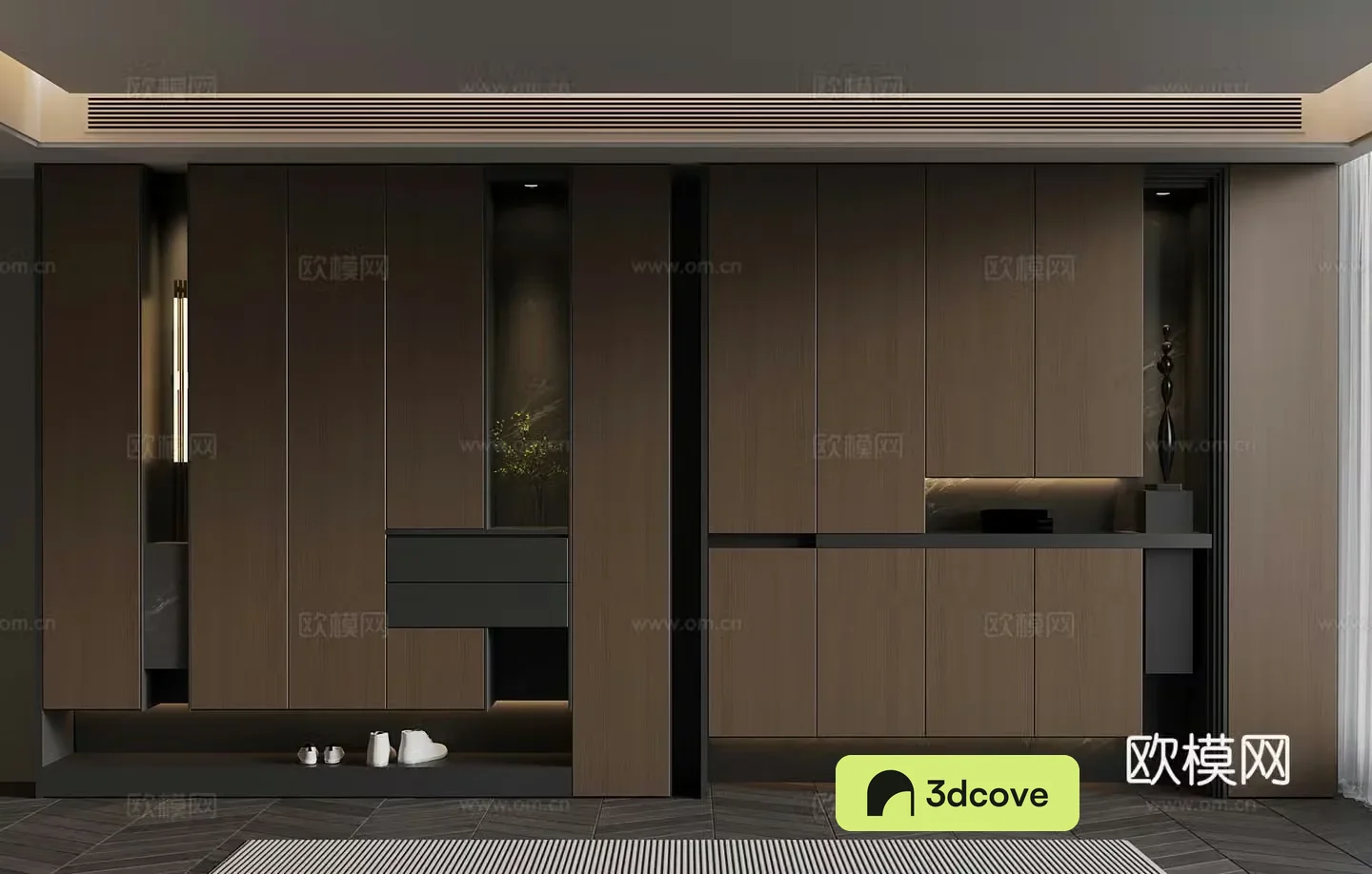 Italian minimalist shoe cabinet 3D model of the entrance shoe cabinet