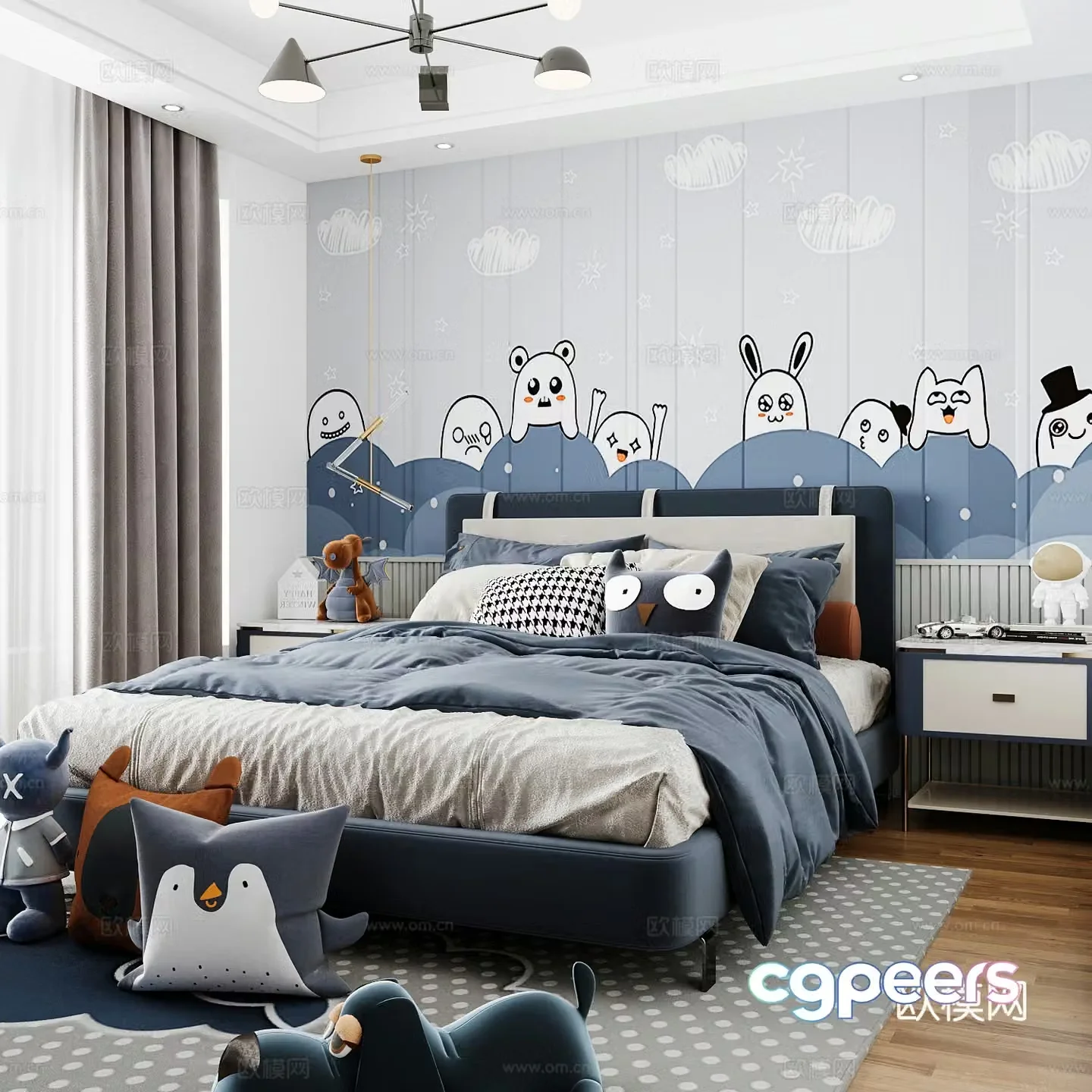Modern children’s room boy’s room 3d model