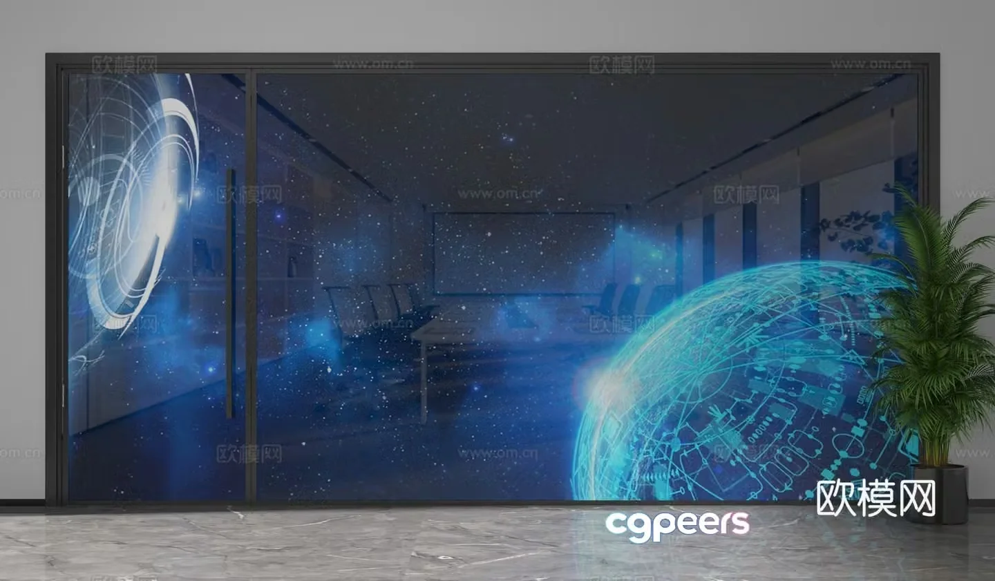 Modern sci-fi electronic background wall office background 3d model