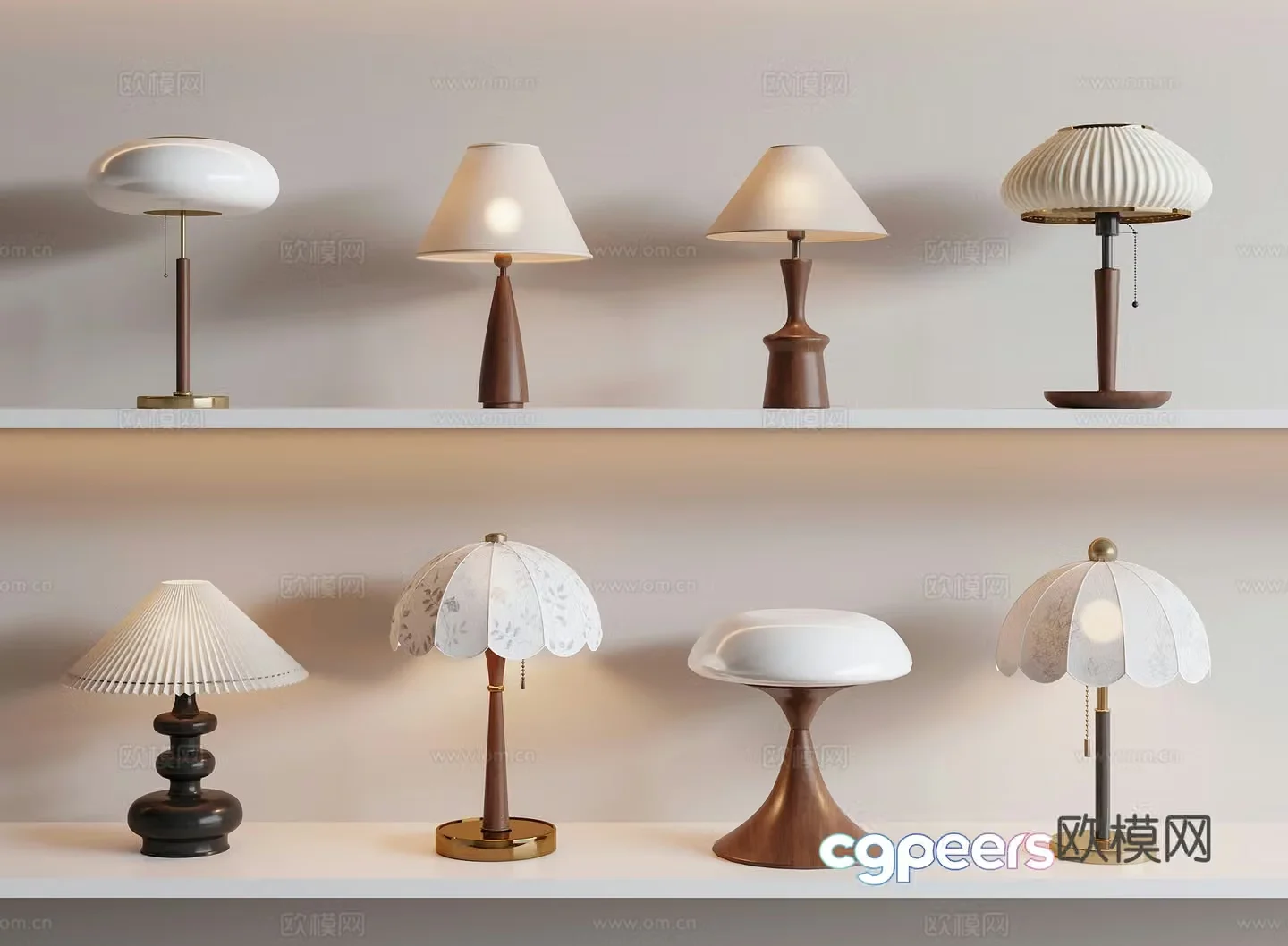 Middle-aged style table lamp retro table lamp 3d model