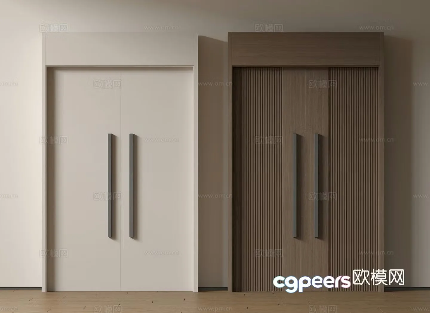 Modern double-opening door swing door entrance door security door top double-opening door main door mother and child door 3D model