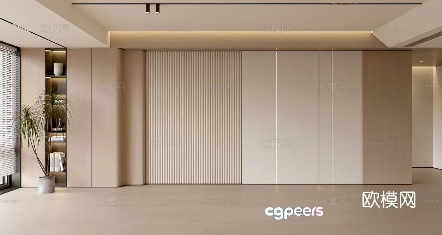 Modern minimalist background wall Sofa background wall 3d model