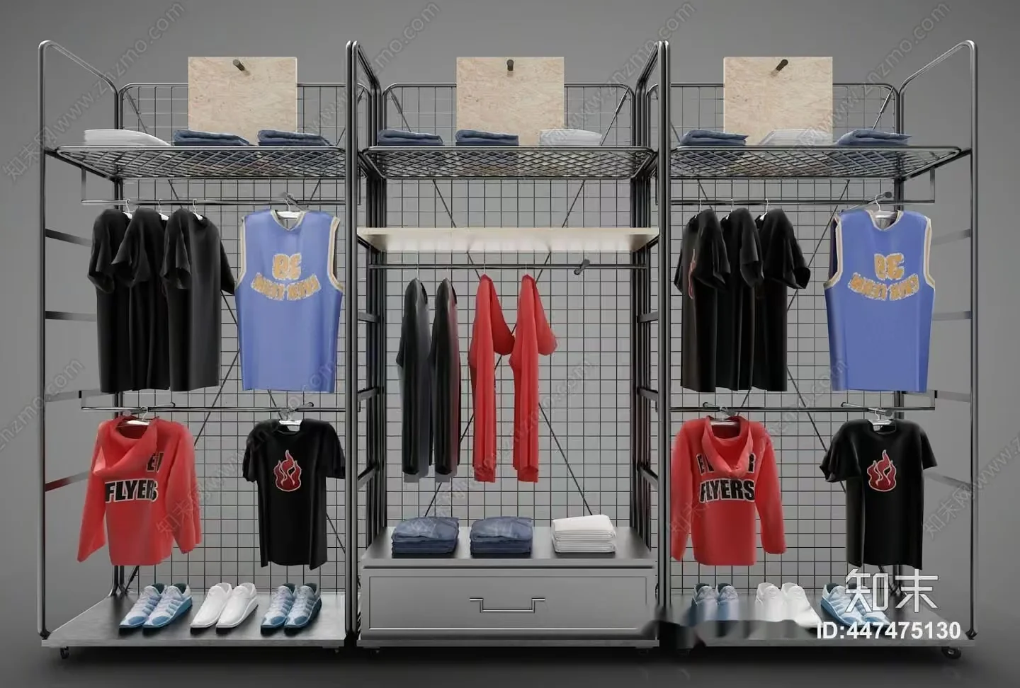A Metal Rack With Clothes 3D Model – 21405 – VRAY Render