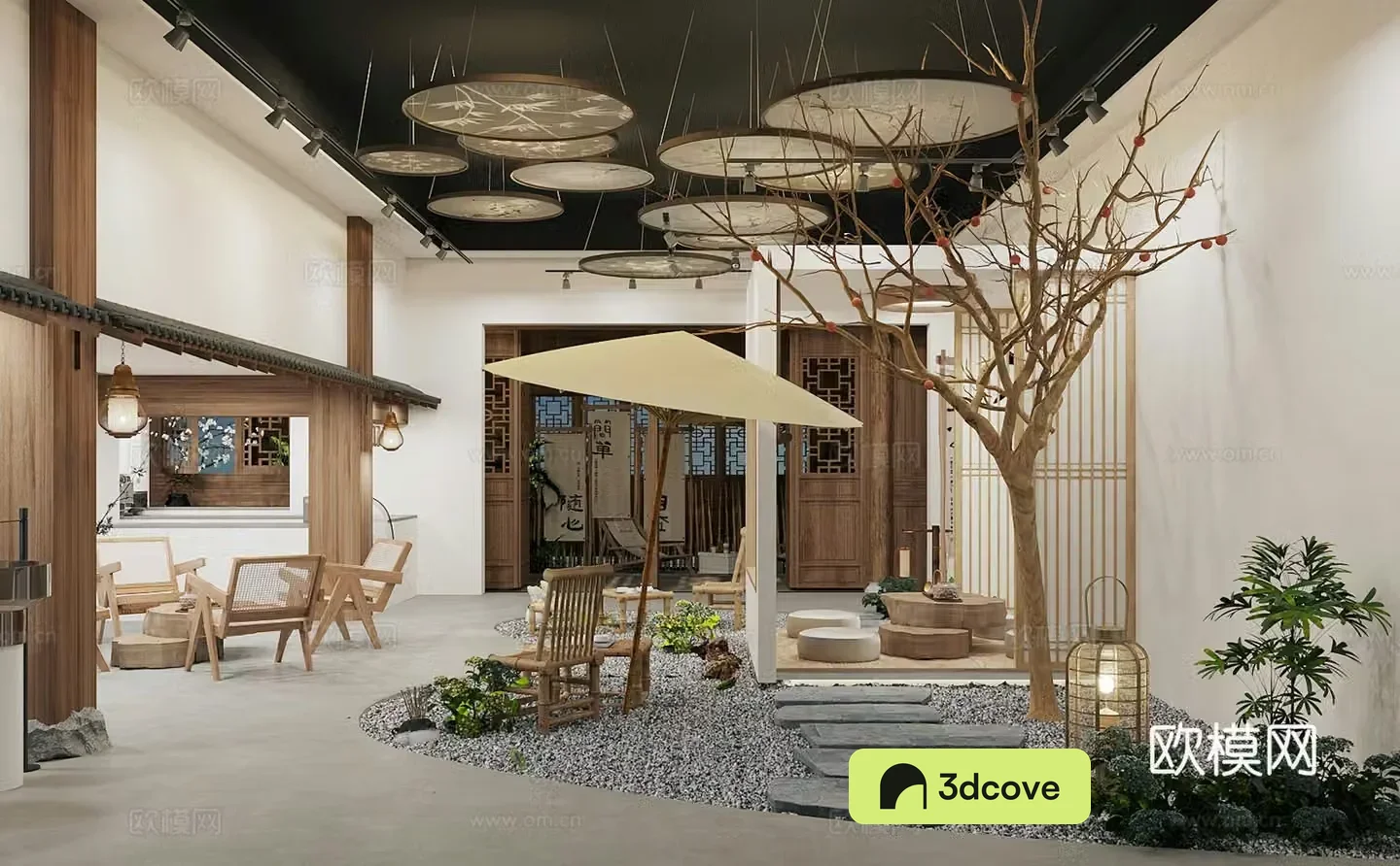 New Chinese teahouse Tea room New Chinese milk tea shop Outdoor table and chairs Coffee shop