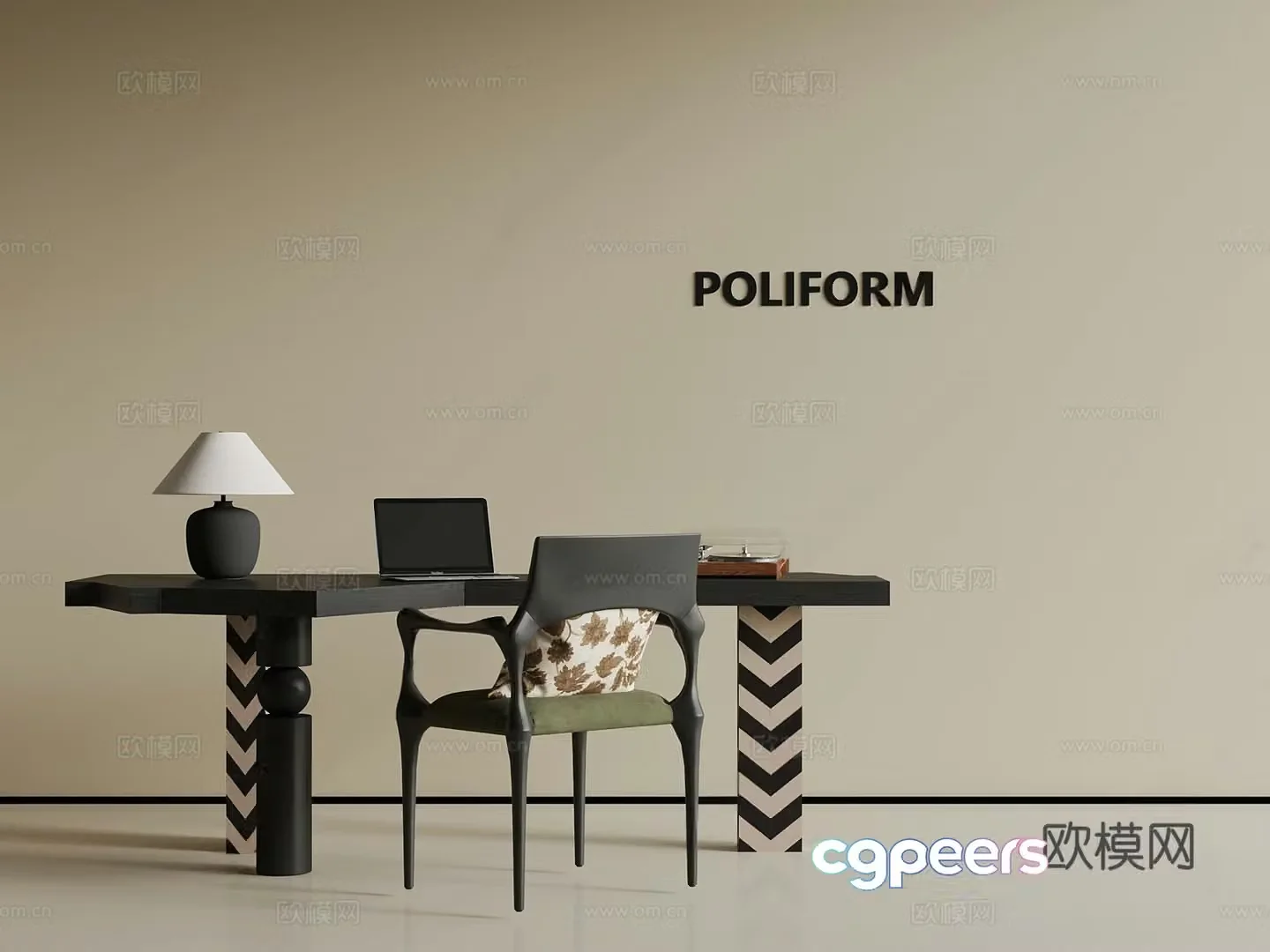 French desk and chair 3d model