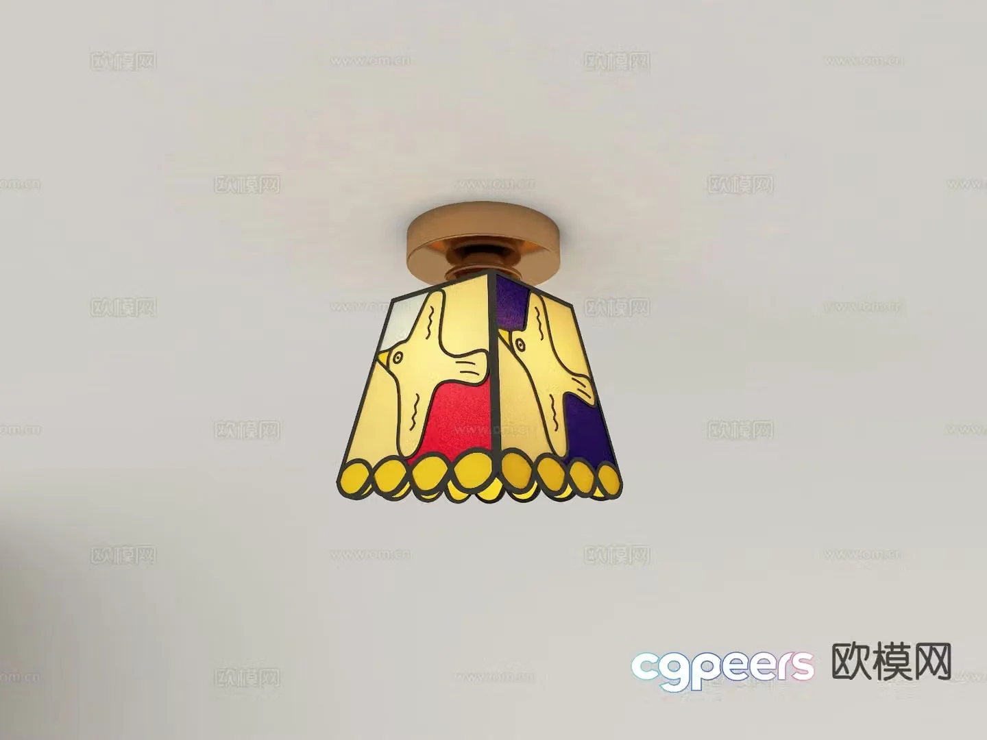 Nanyang retro ceiling lamp aisle lamp 3D model