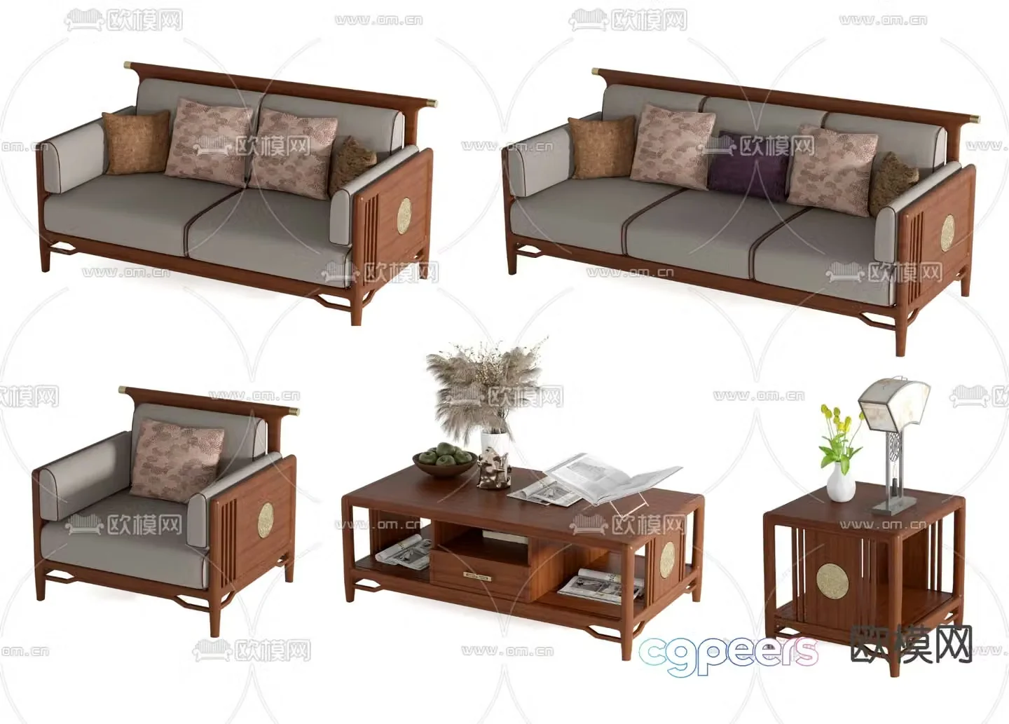 New Chinese style sofa office sofa 3d model