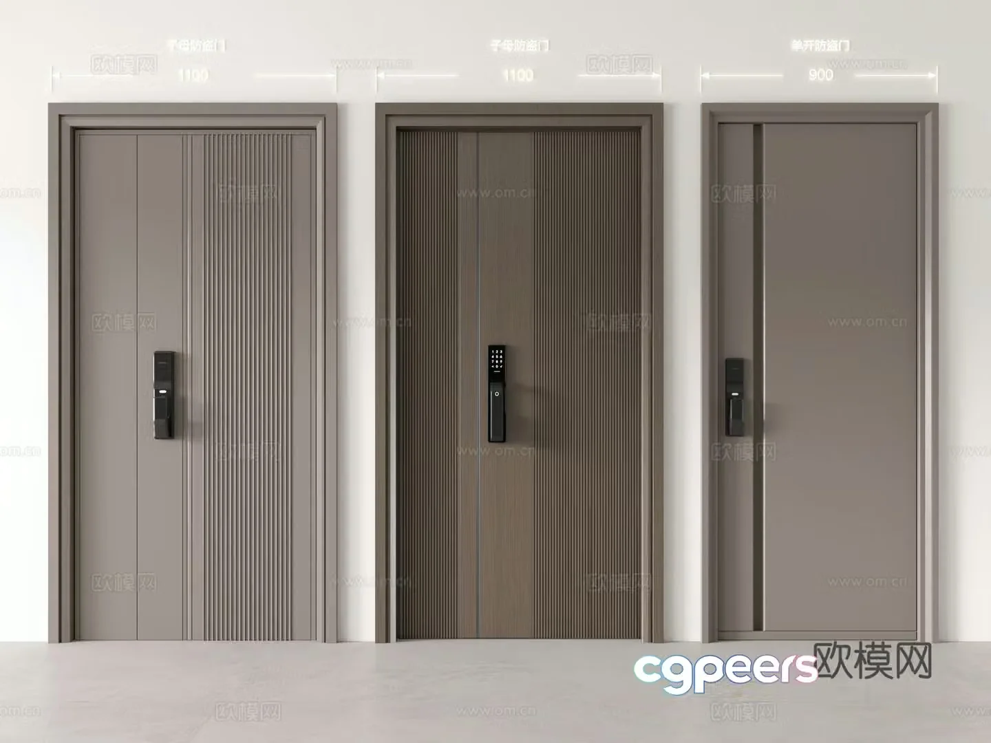 Modern security door mother and child door entrance door single-open security door villa door 3D model