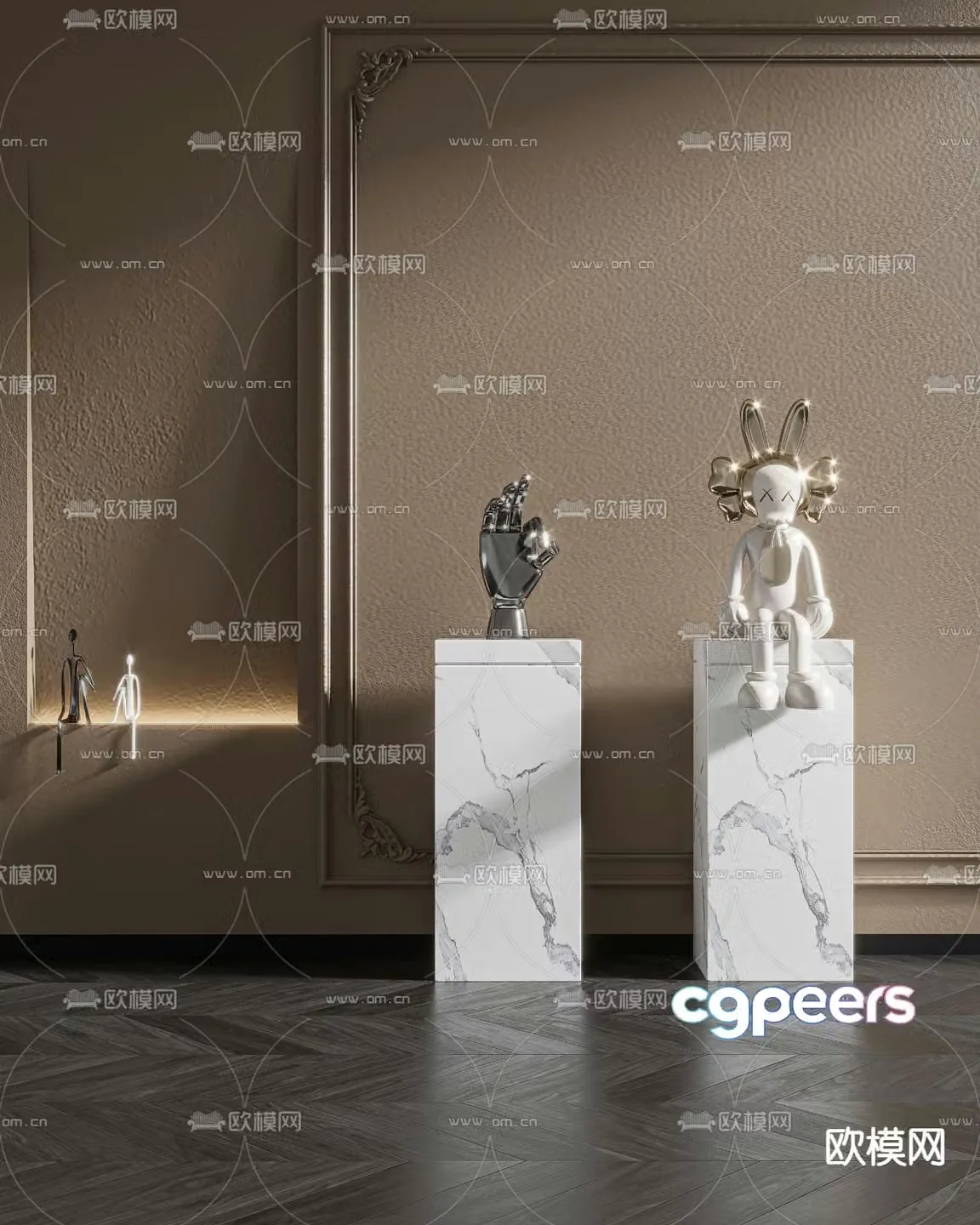 Modern gesture kaws trendy sculpture 3d model