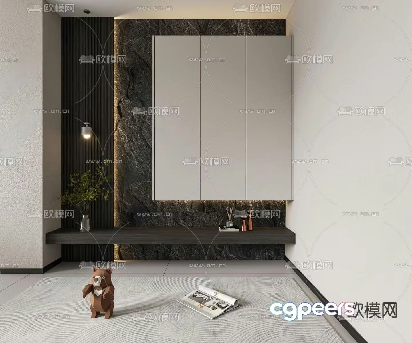 3D model of the entrance shoe cabinet