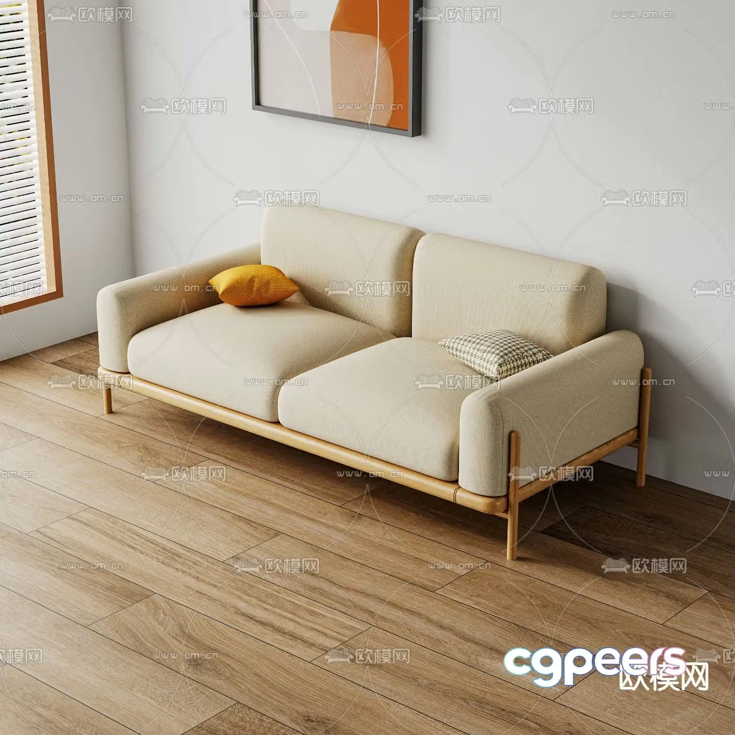 Modern leisure sofa double sofa 3d model