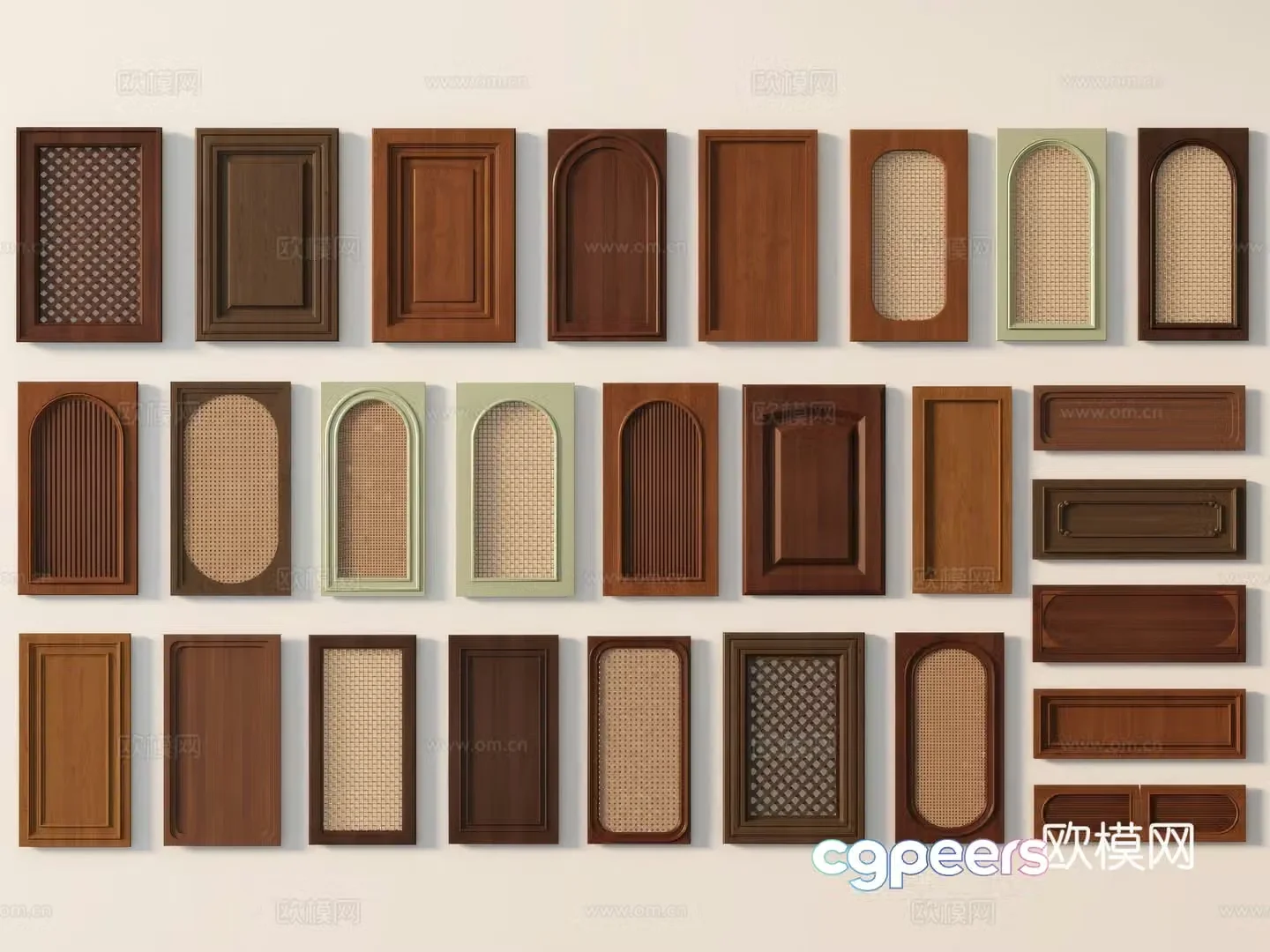 Medieval style cabinet door rattan cabinet door 3d model