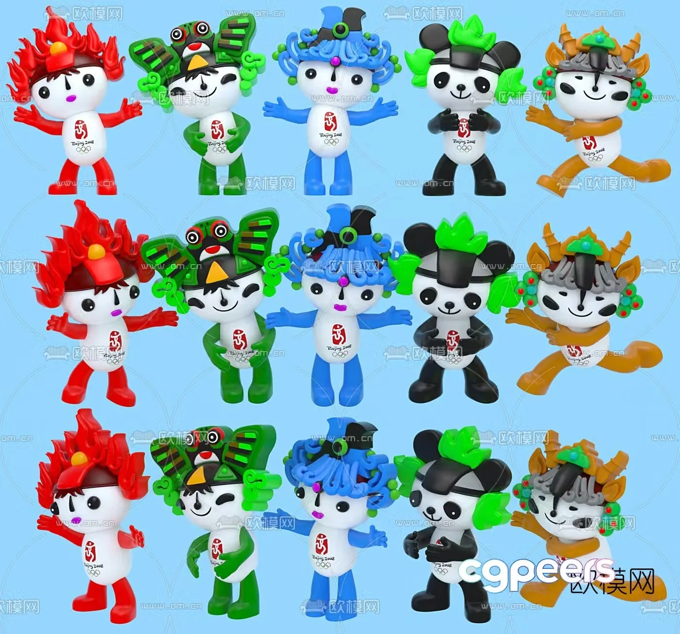 3D model of modern Beijing Olympic Games mascot Fuwa ornaments