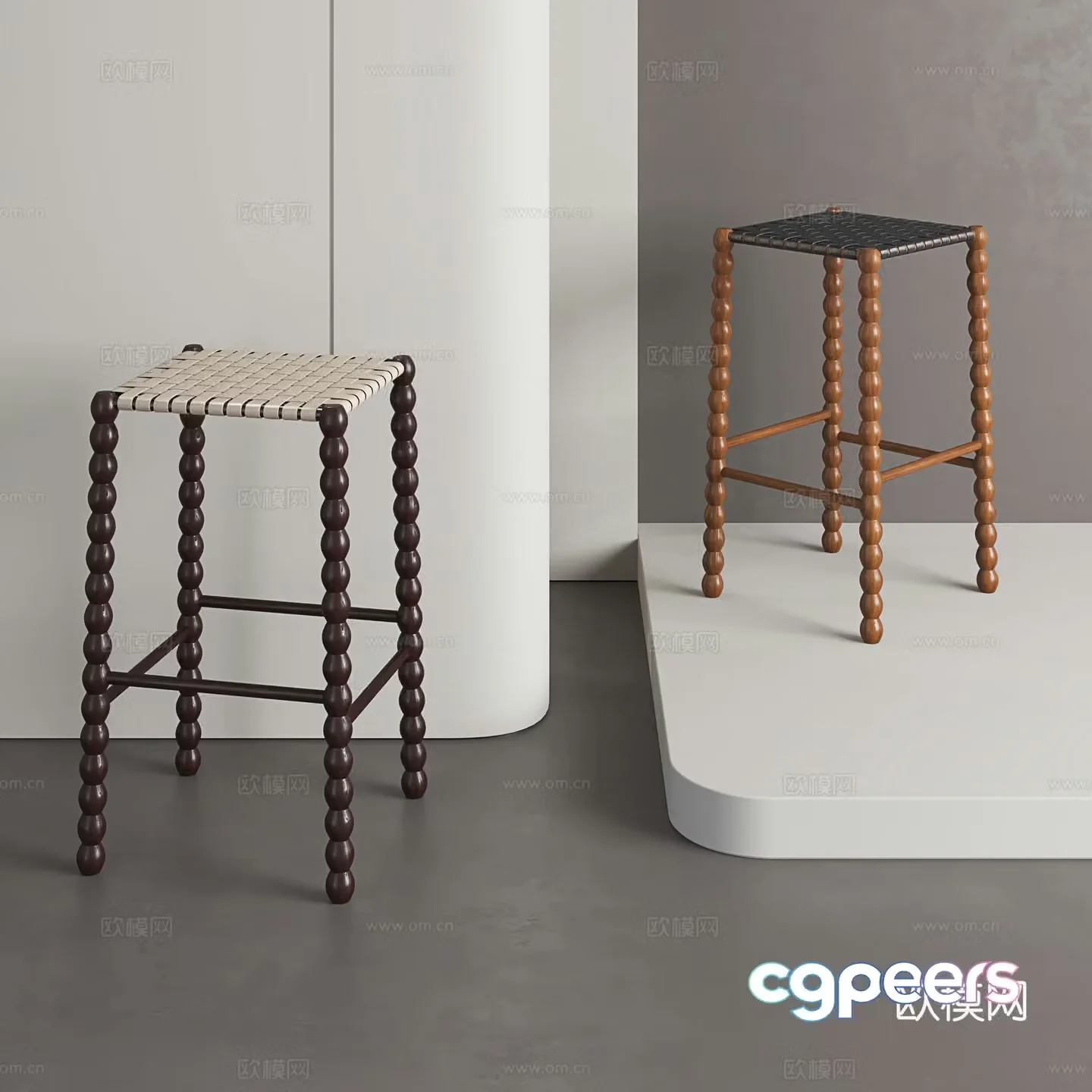 Retro bar stool Nordic bar stool casual bar stool bar chair 3d model