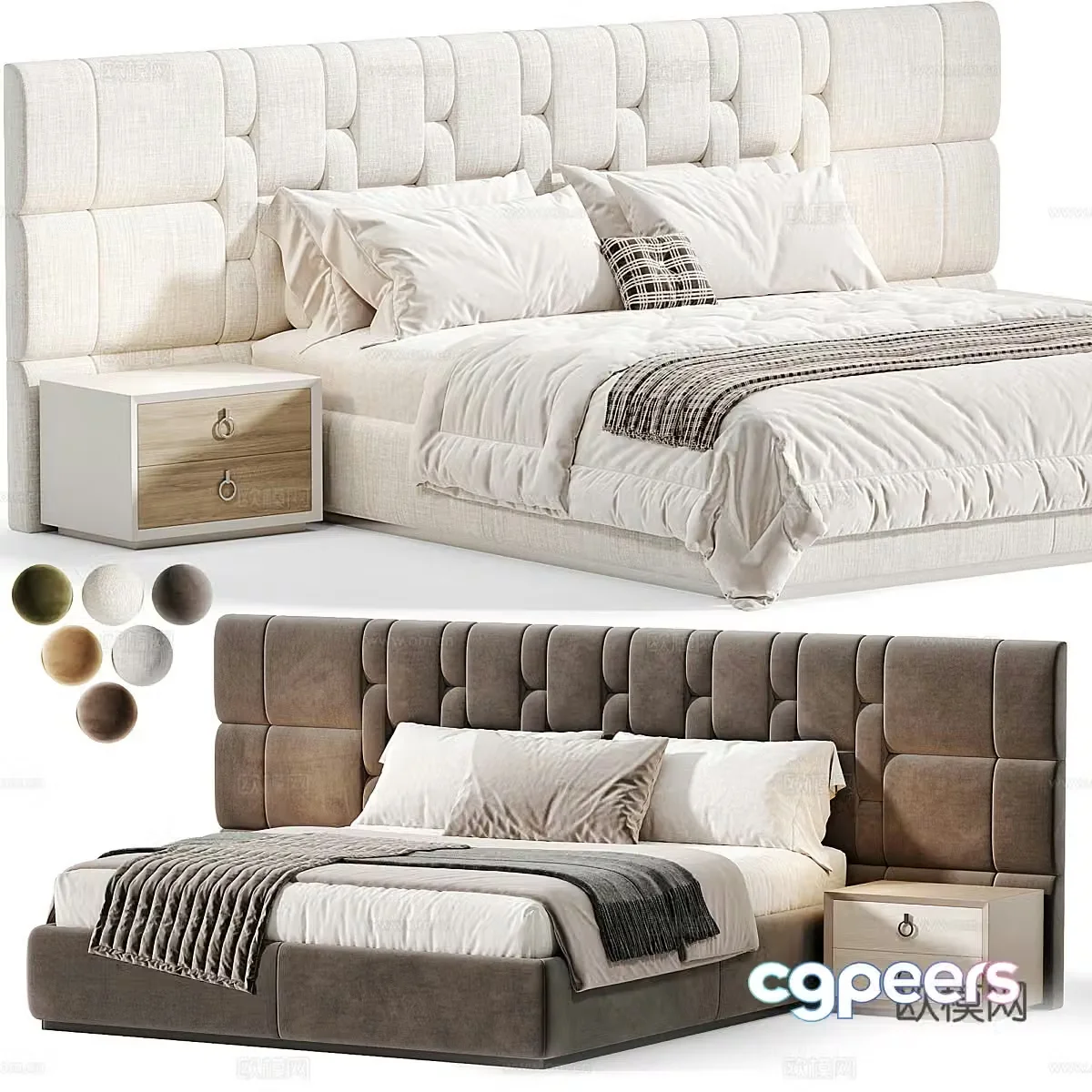 Modern Italian Klass fabric double bed 3D model